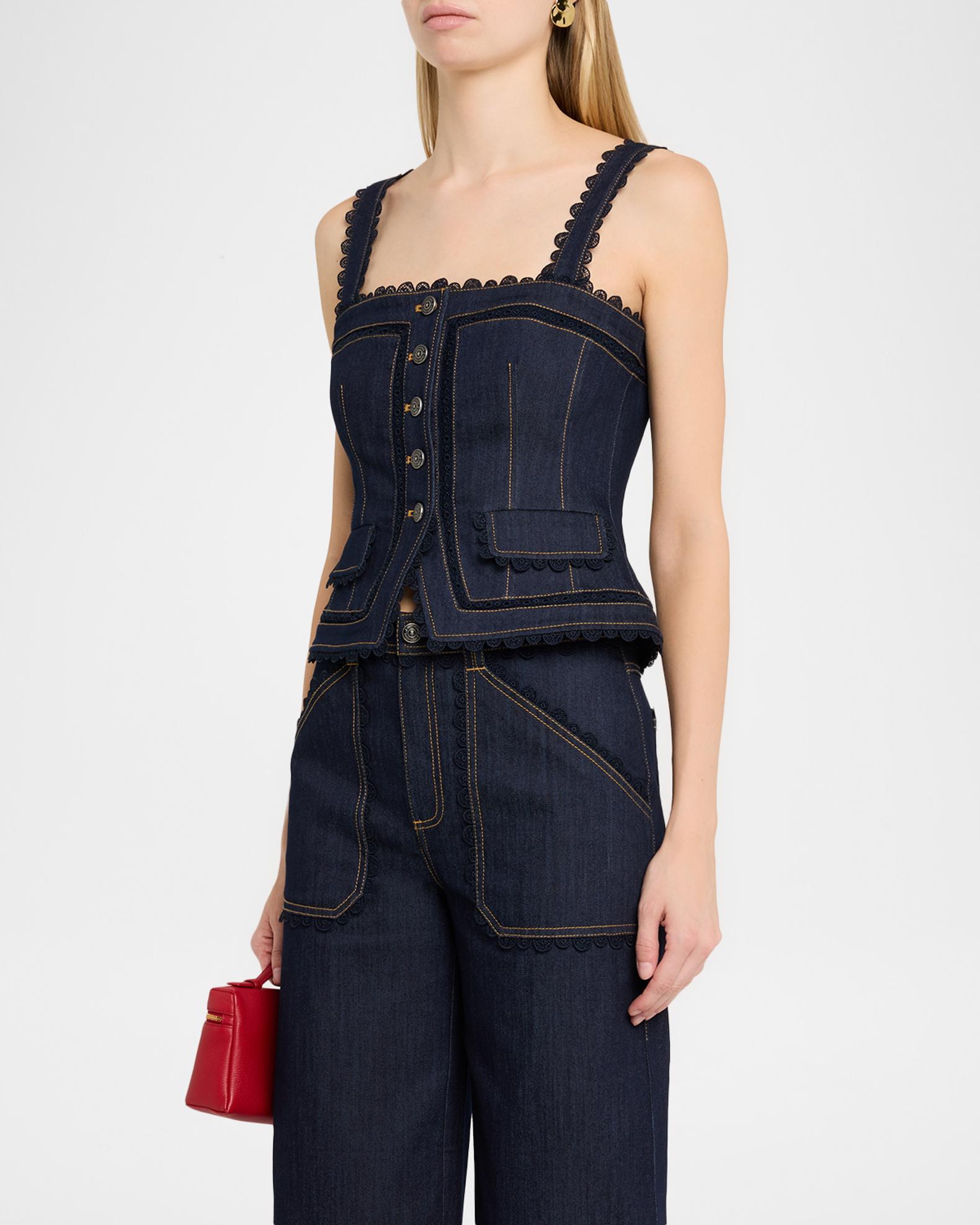 Cinq à Sept Cotton-Blend Lace-Trim Top | Neiman Marcus