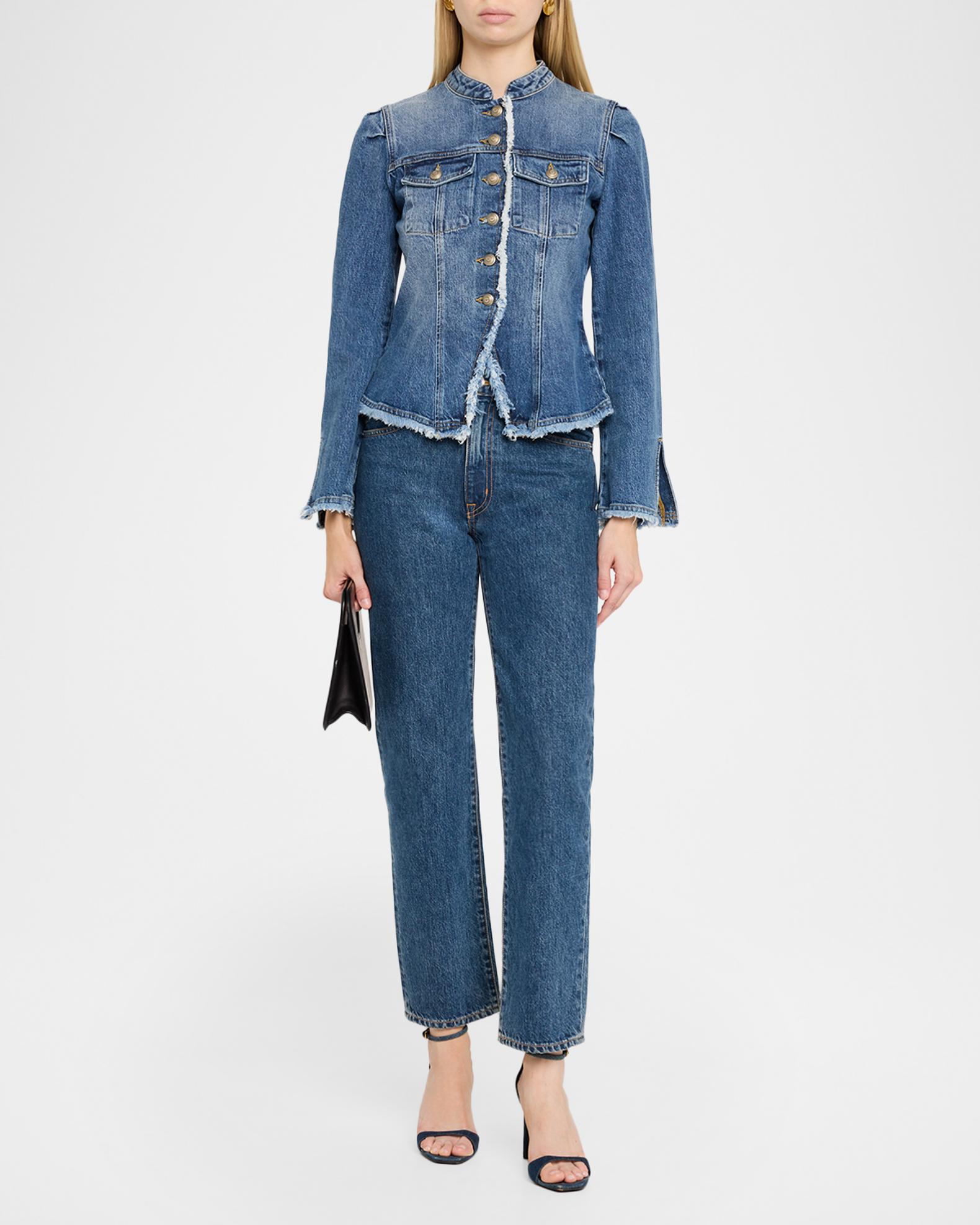 Cinq à Sept Avril Frayed Denim Jacket | Neiman Marcus