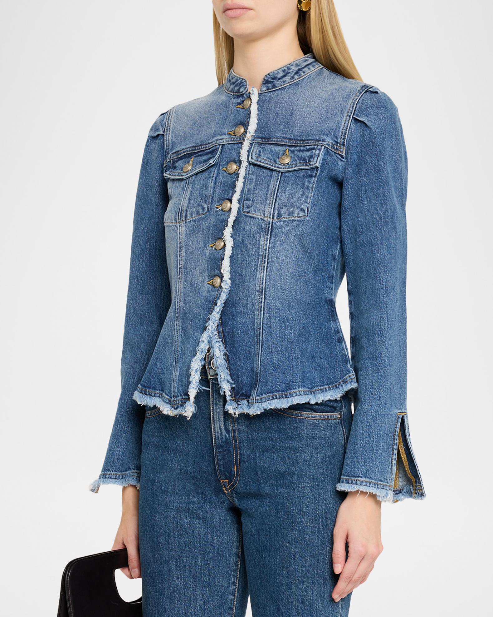 Cinq à Sept Avril Frayed Denim Jacket | Neiman Marcus