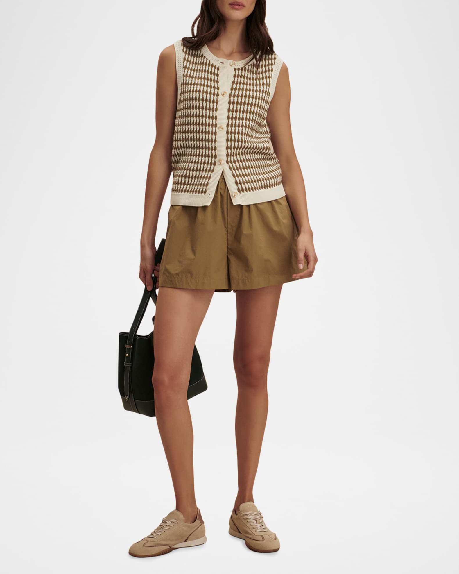 Audire Diamond knit tops ♡ Varley Aura Diamond Jacquard Knit Top | Neiman Marcus