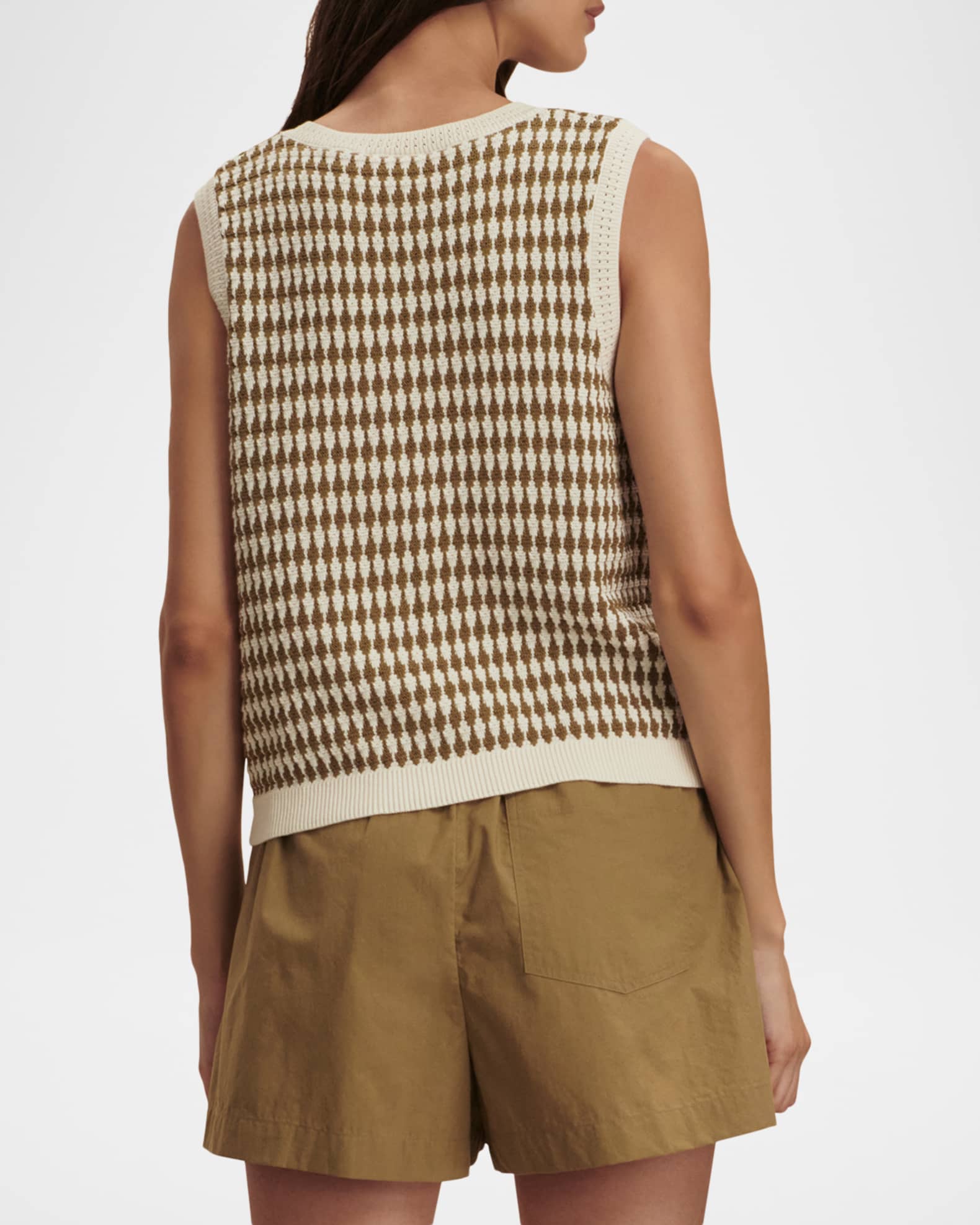 Audire Diamond knit tops ♡ Varley Aura Diamond Jacquard Knit Top | Neiman Marcus