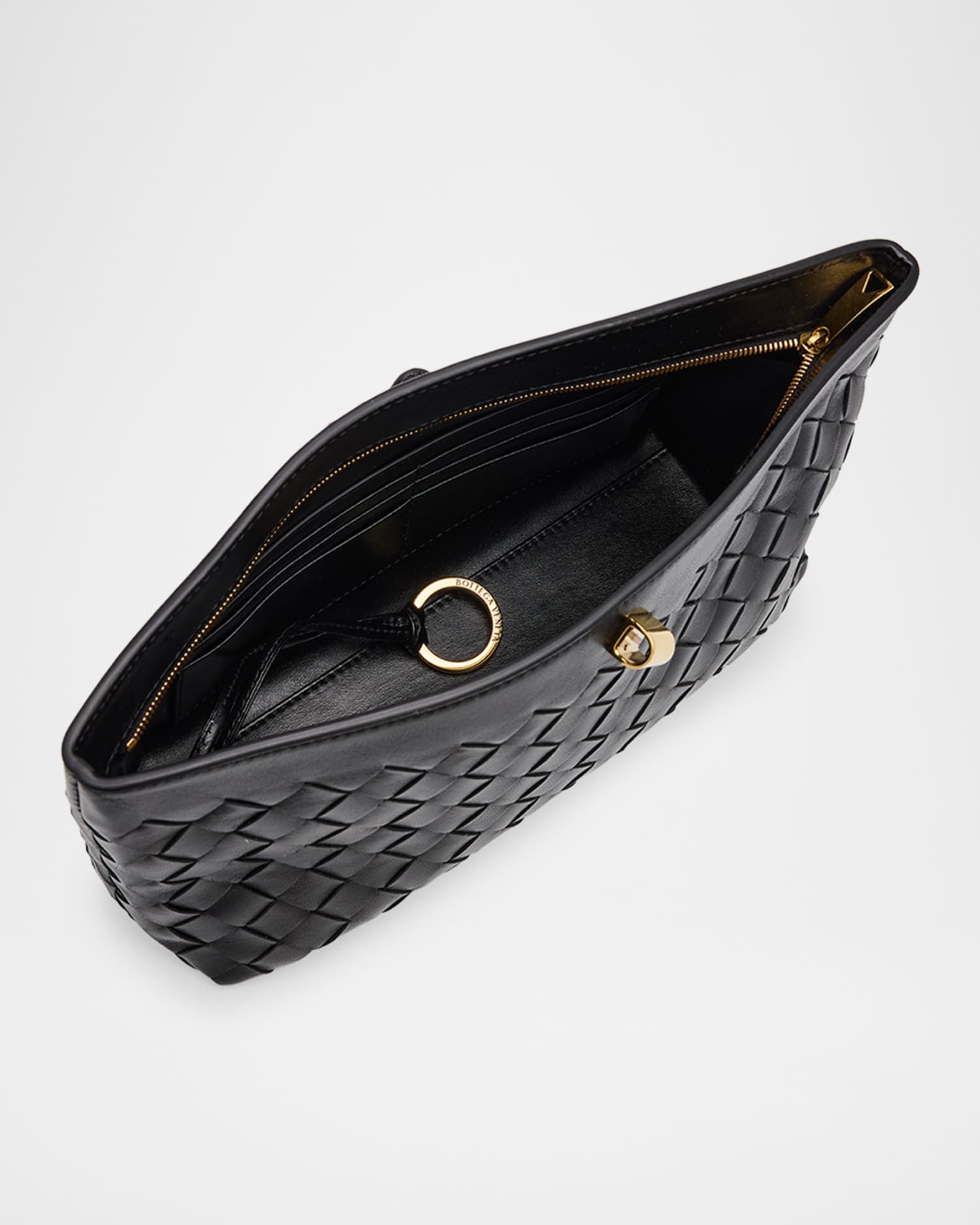 Bottega Veneta Andiamo Knot-Embellished Leather Clutch Bag