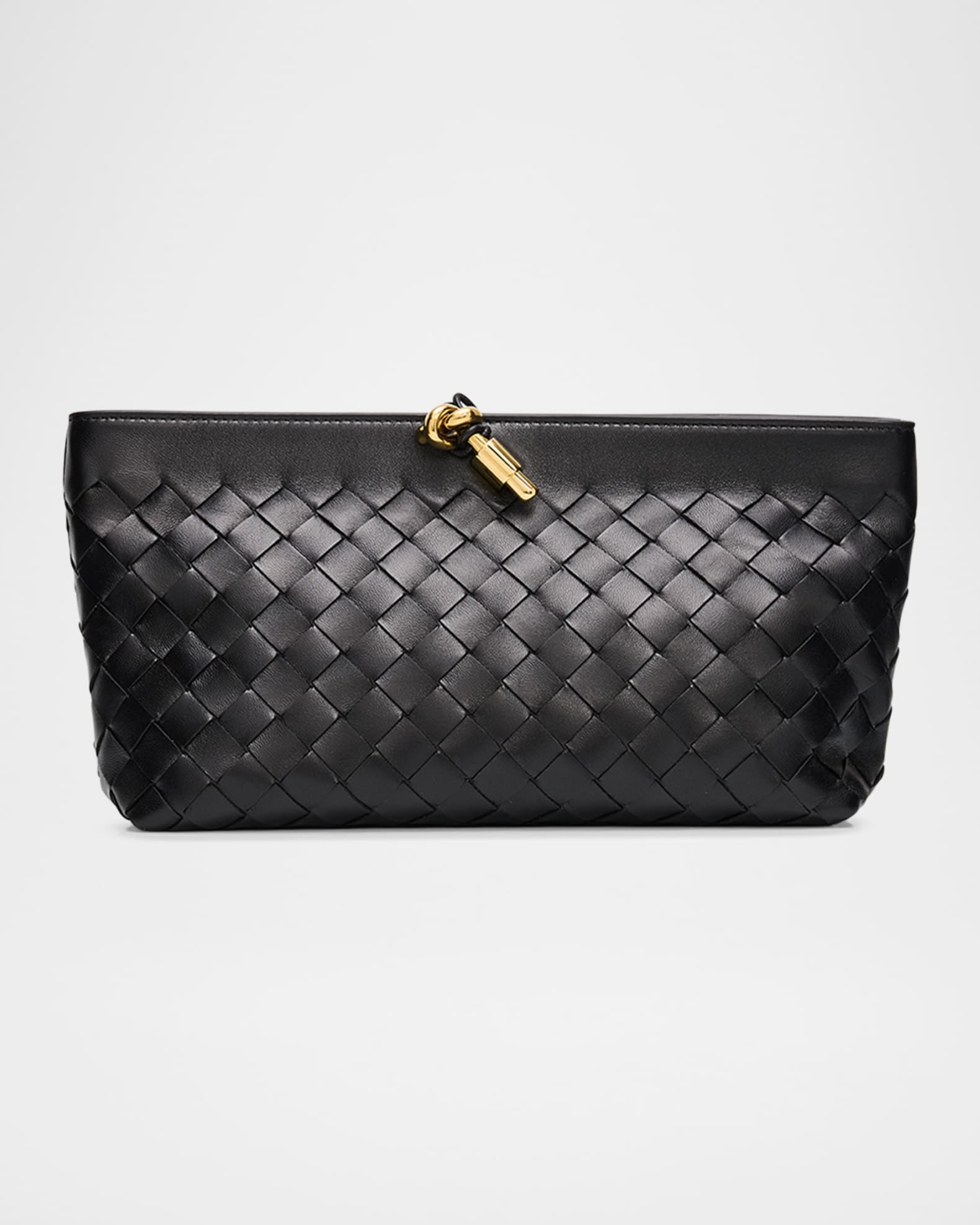 Bottega Veneta Andiamo Knot-Embellished Leather Clutch Bag