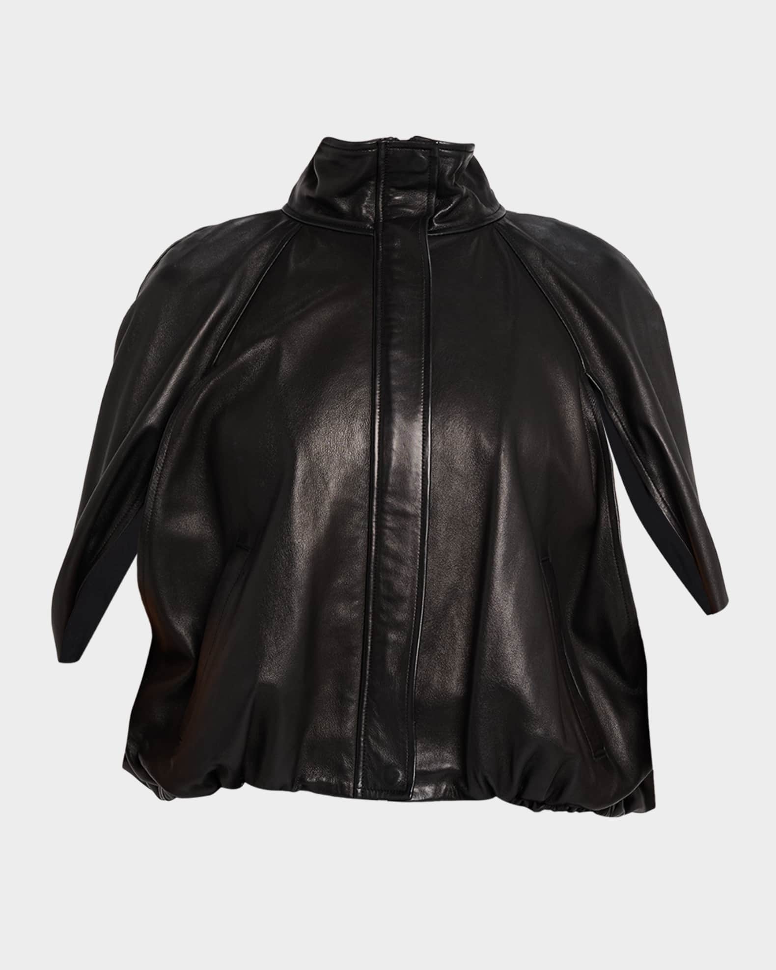 SIMKHAI Jada Nappa Leather Cape Jacket | Neiman Marcus