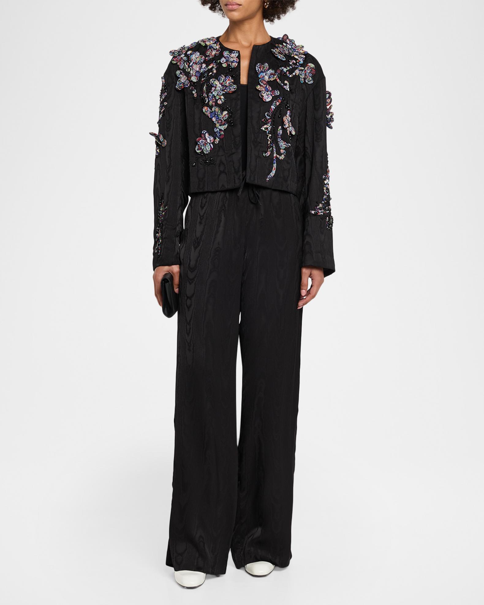Dries Van Noten Moiré Satin Wide-Leg Drawstring Pants | Neiman Marcus