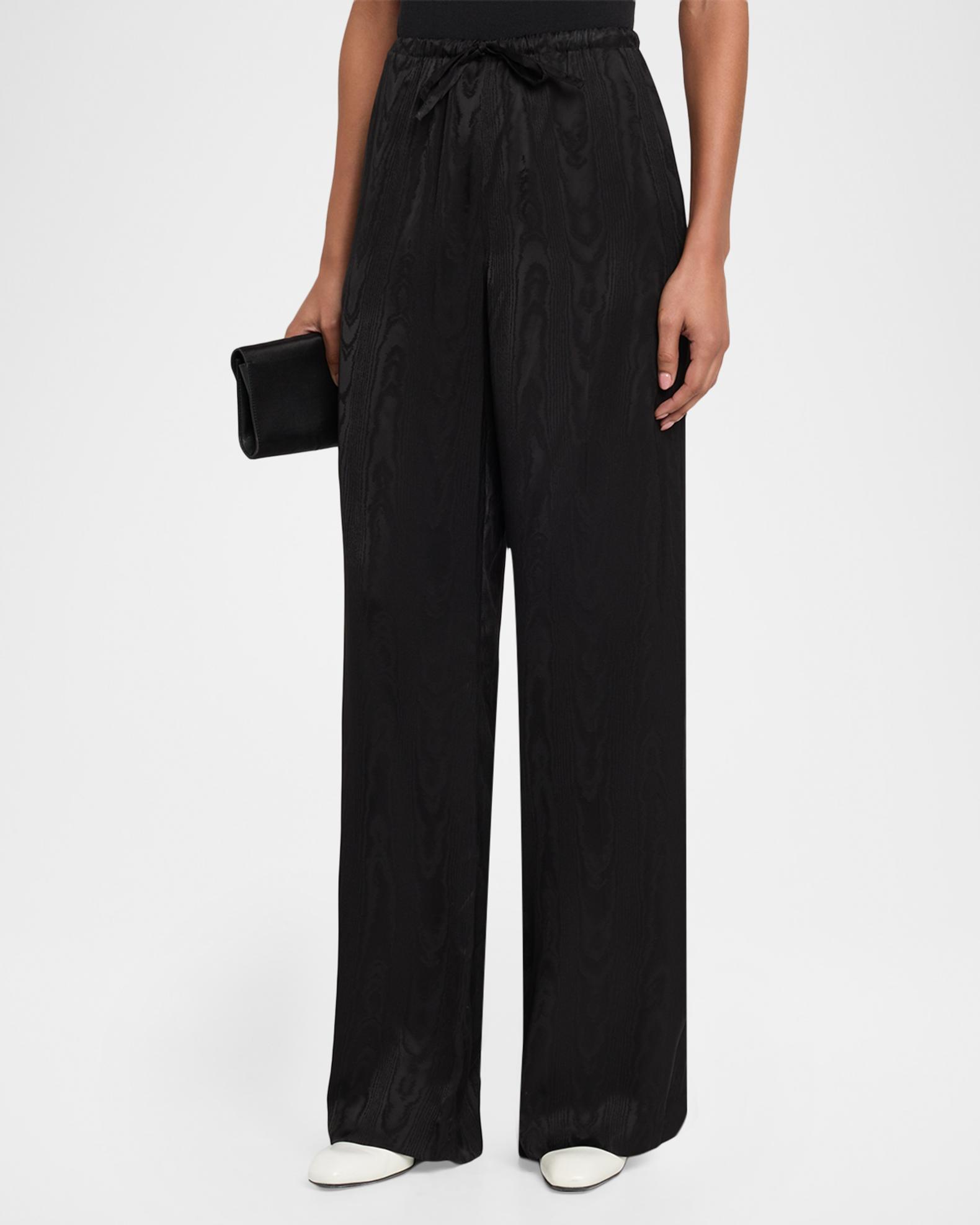 DRIES VAN NOTEN パンツ Dries Van Noten Moiré Satin Wide-Leg Drawstring Pants | Neiman Marcus