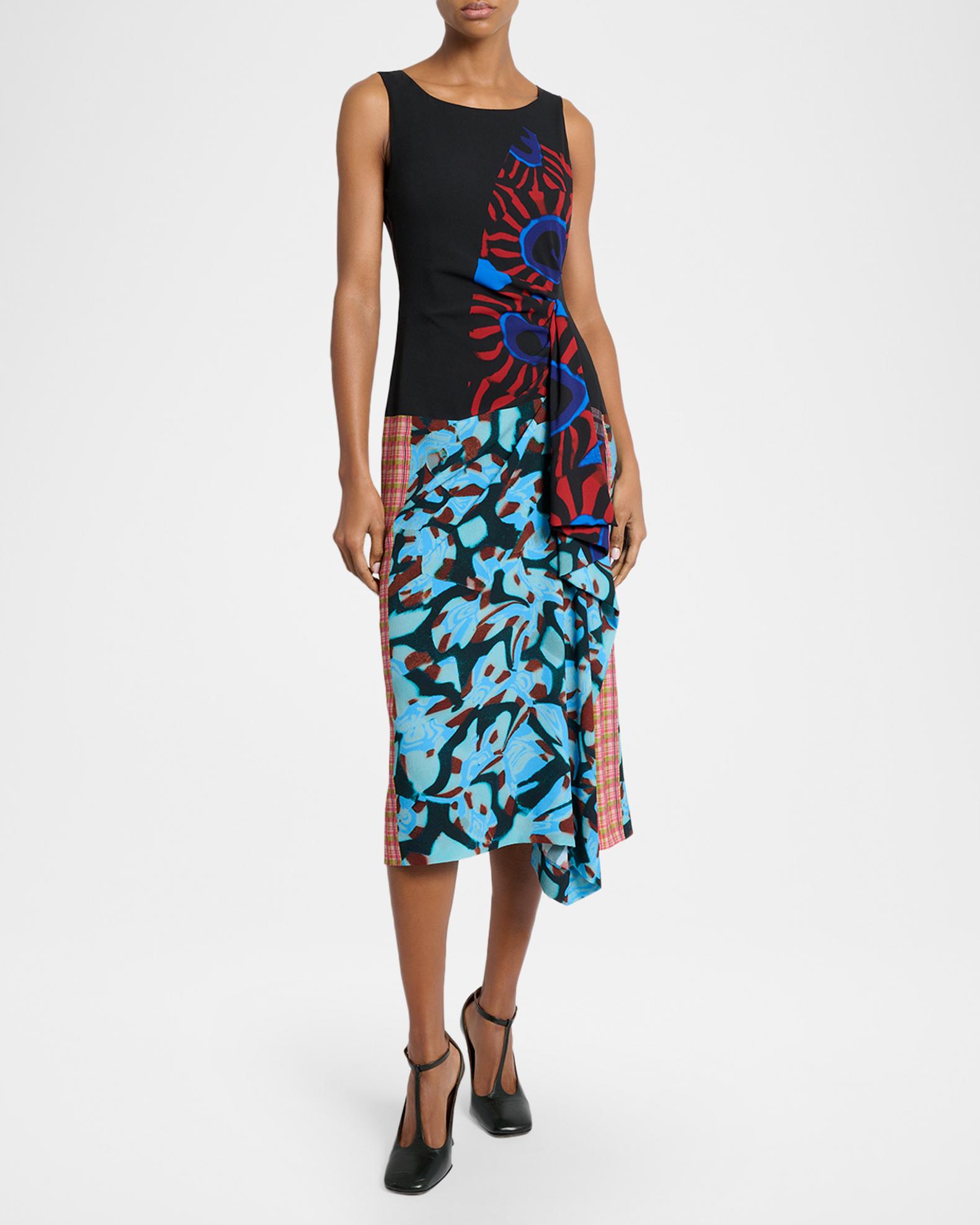 Dries Van Noten Dropps Patchwork Ruffle Sleeveless Midi Dress | Neiman ...