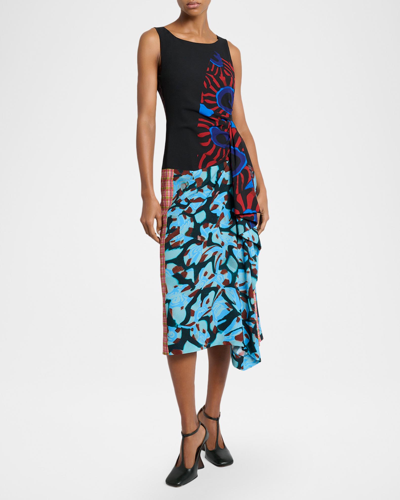 Dries Van Noten Dropps Patchwork Ruffle Sleeveless Midi Dress | Neiman ...