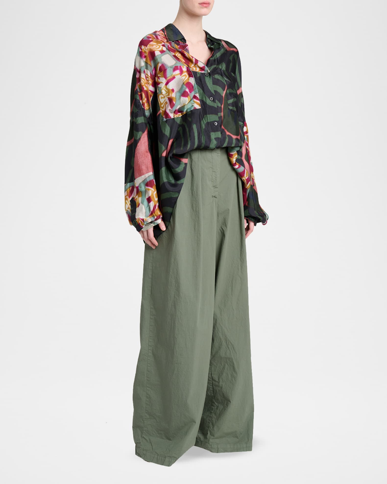 Dries Van Noten Casia Bis Relaxed Button-Down Shirt | Neiman Marcus