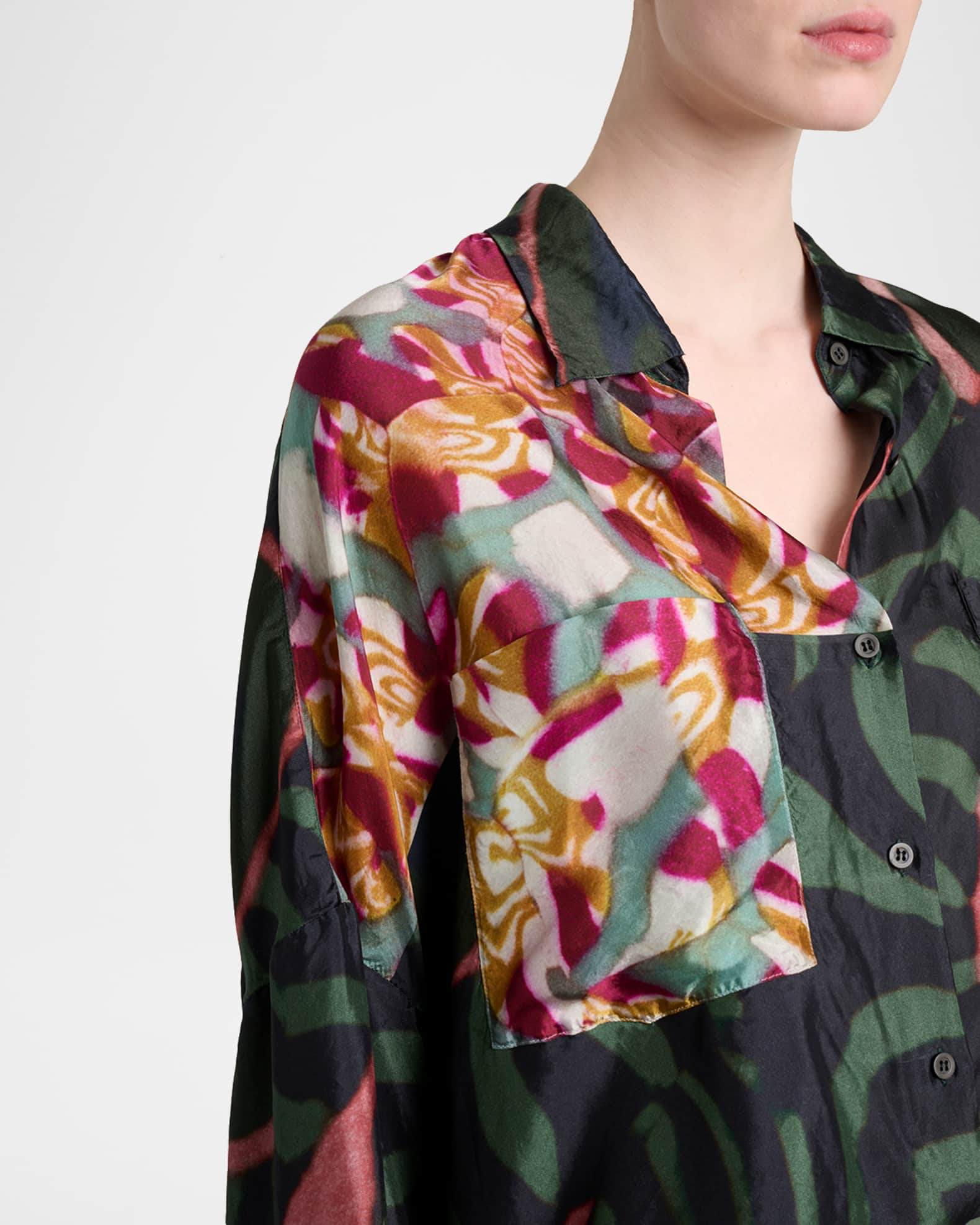 Dries Van Noten Casia Bis Relaxed Button-Down Shirt | Neiman Marcus