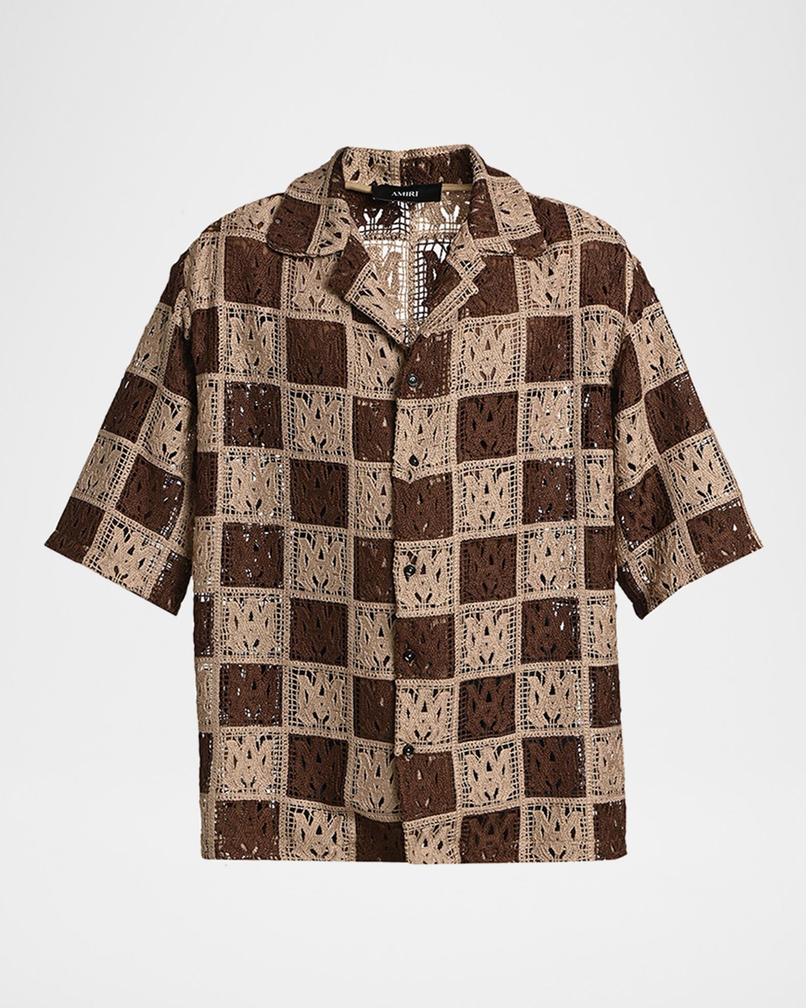 Amiri Men's Crochet MA-Knit Checkerboard Short-Sleeve Shirt