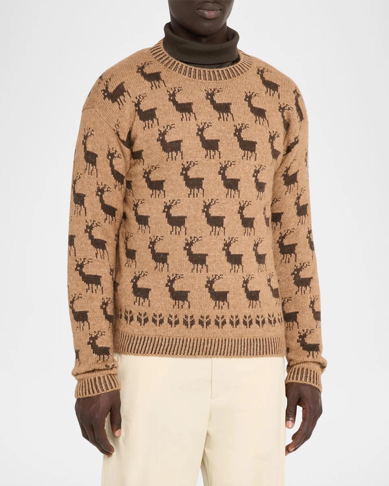Moncler Grenoble Men's Reindeer Intarsia Crewneck Sweater | Neiman