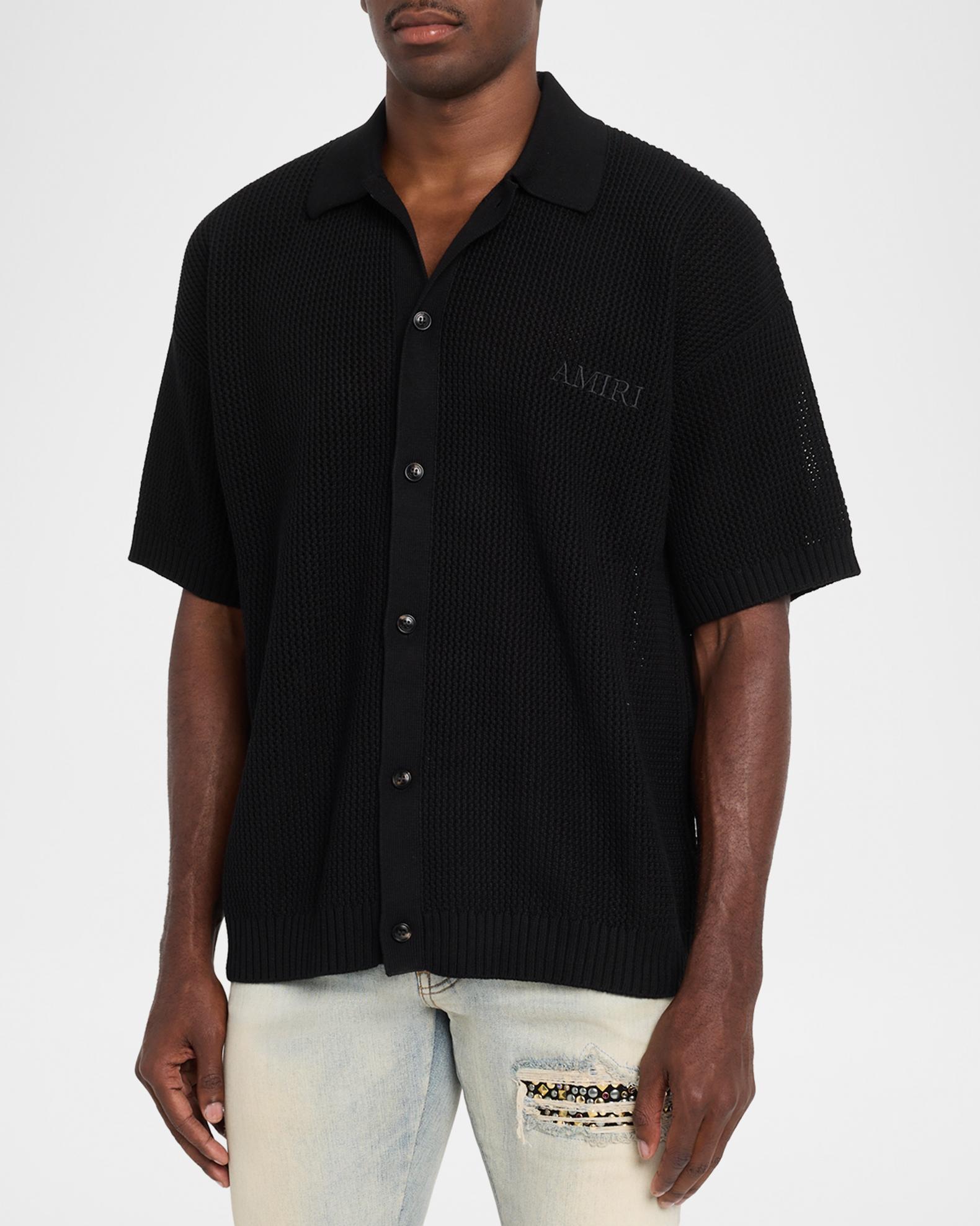 Amiri Men's Crochet-Knit Mesh Cotton Shirt | Neiman Marcus