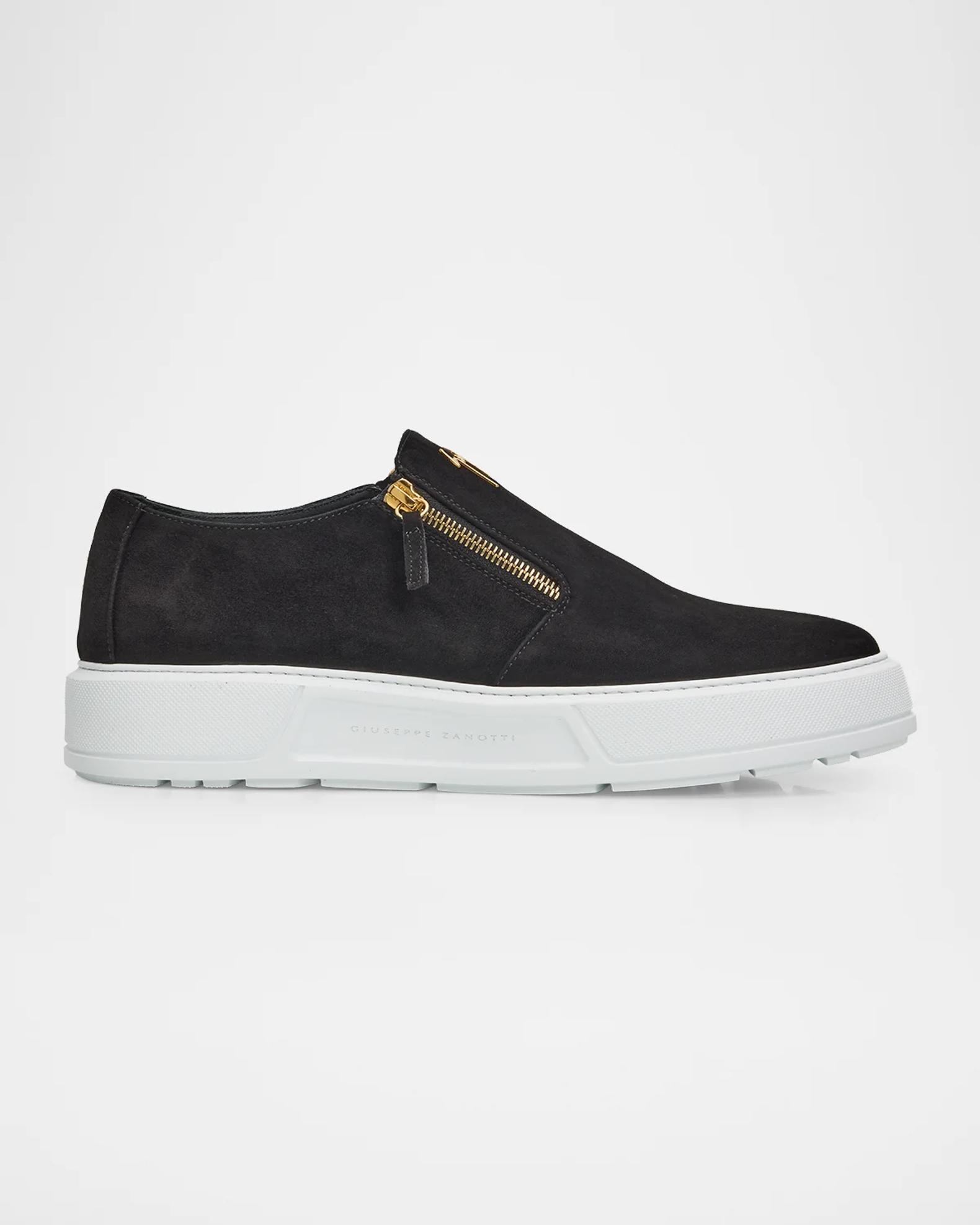 Giuseppe Zanotti Men's Skanda Suede Zip-Up Sneakers | Neiman Marcus
