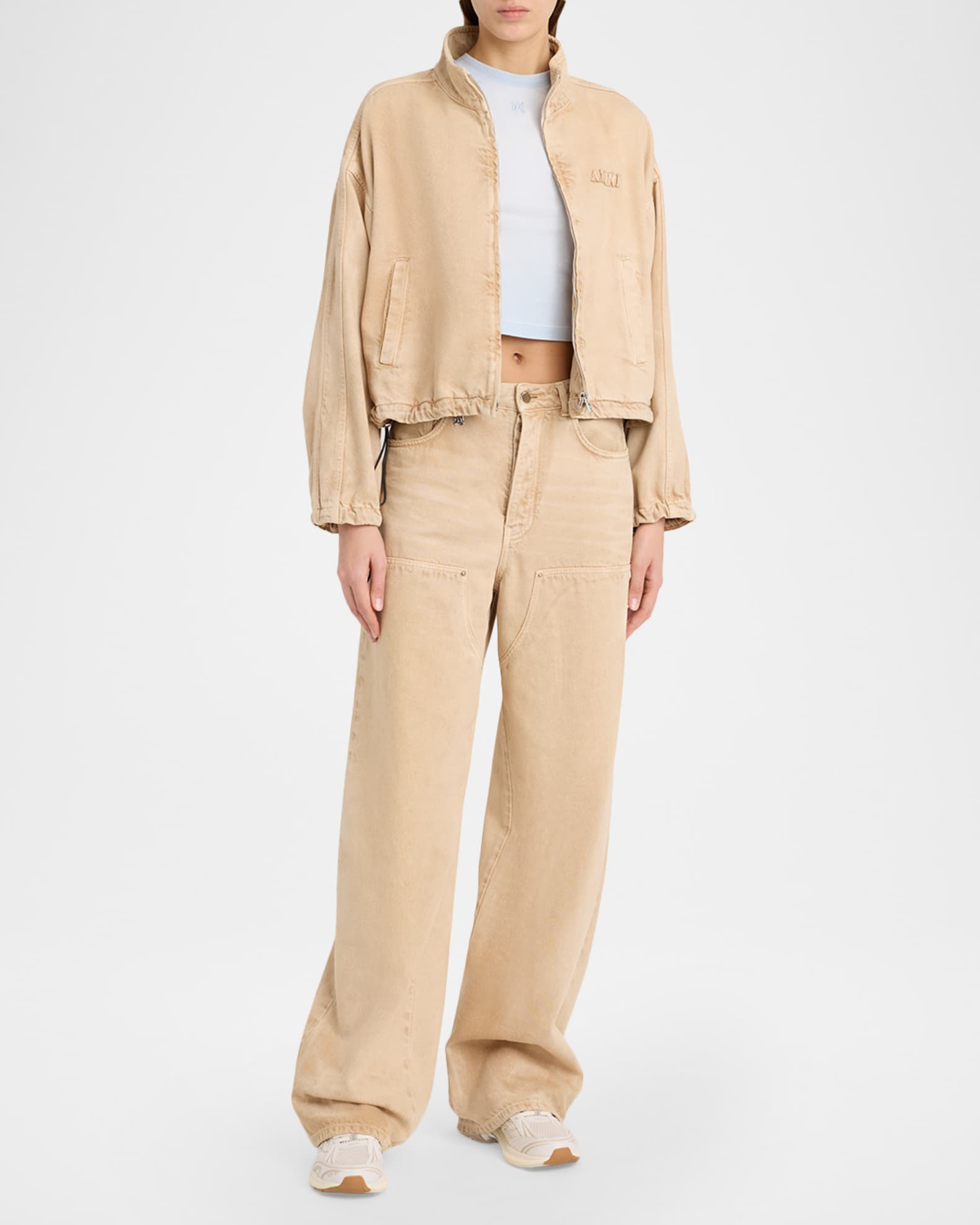 Amiri Logo-Embroidered Denim Track Jacket | Neiman Marcus