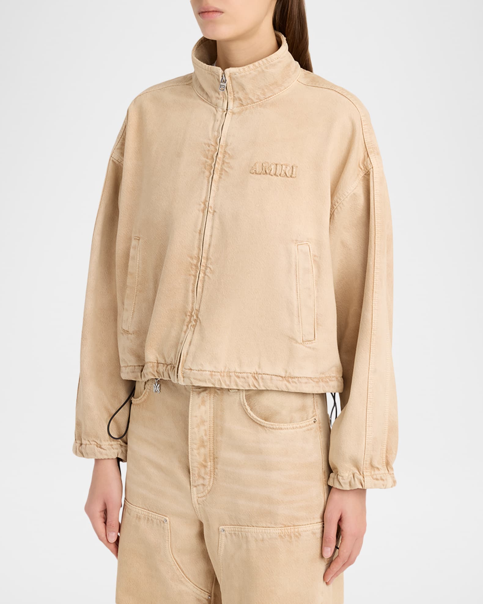 Amiri Logo-Embroidered Denim Track Jacket | Neiman Marcus