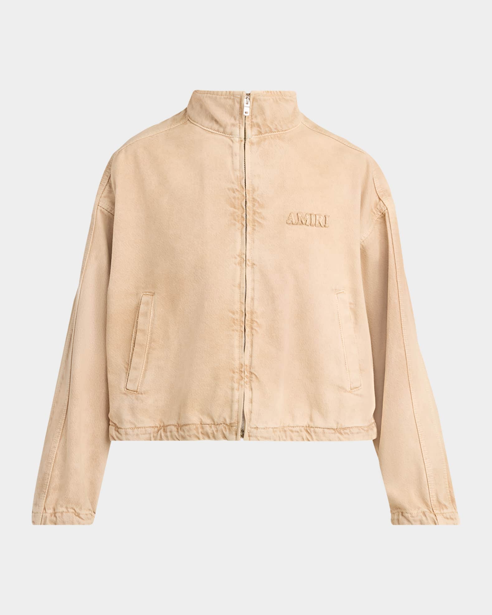 Amiri Logo-Embroidered Denim Track Jacket | Neiman Marcus