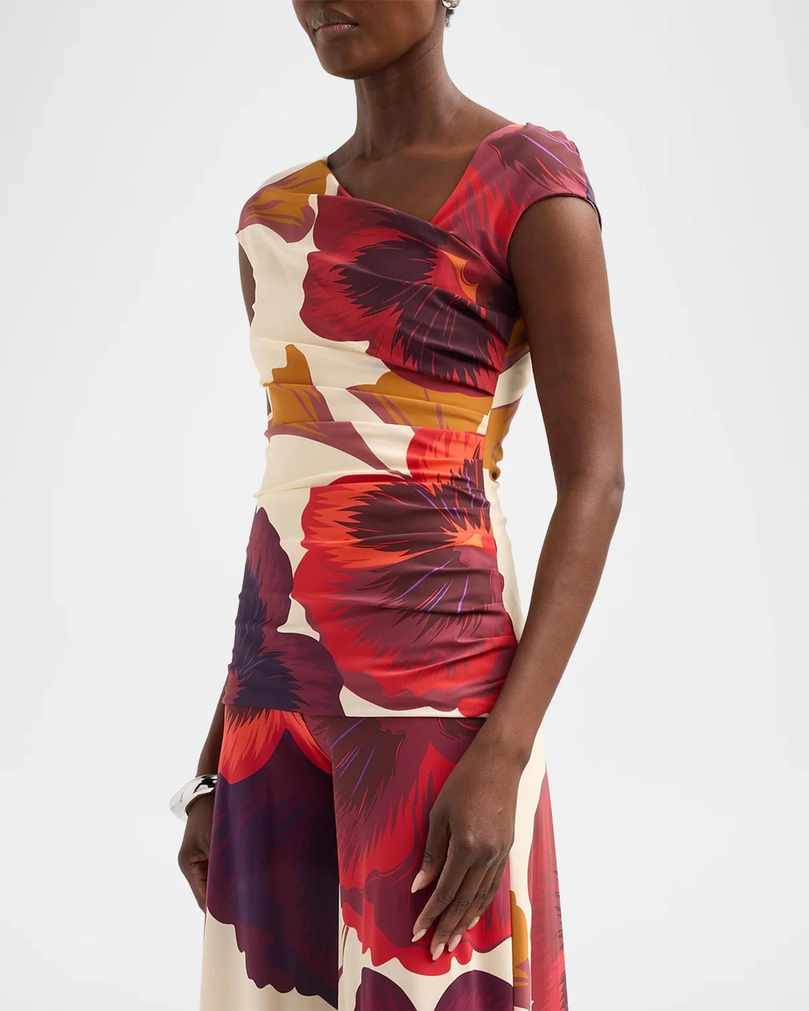 Chiara Boni La Petite Robe Aasha Floral Asymmetric Top | Neiman Marcus