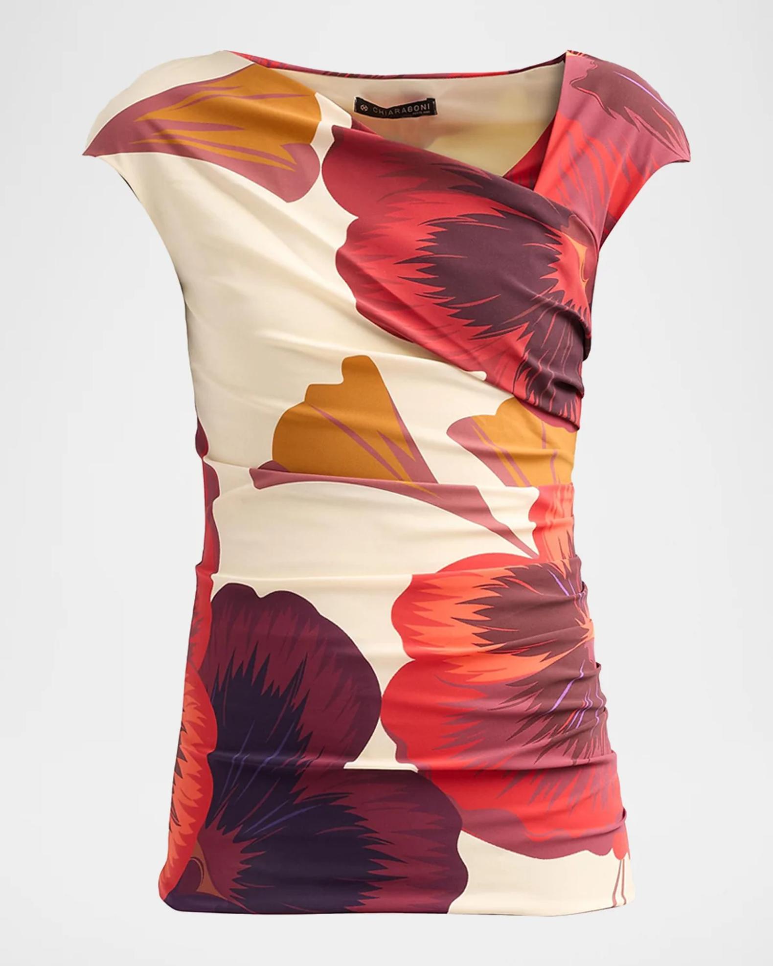 Chiara Boni La Petite Robe Aasha Floral Asymmetric Top | Neiman Marcus