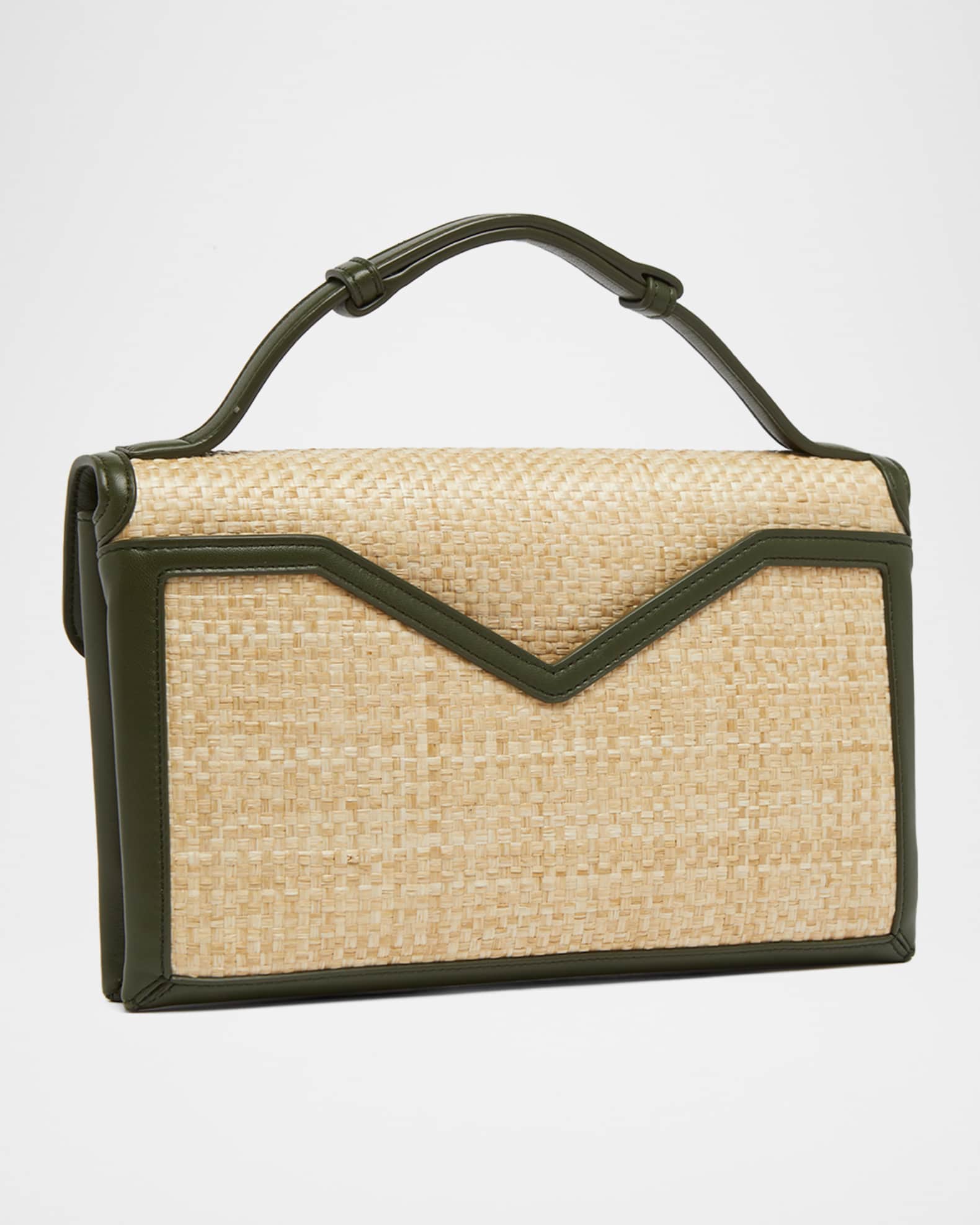 Bottega Veneta Knot-Lock Raffia Clutch Bag | Neiman Marcus
