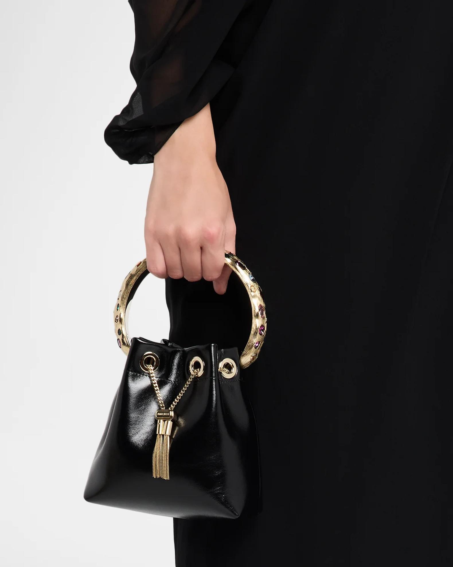 Jimmy Choo Bon Bon Crystal-Embellished Leather Bucket Bag | Neiman