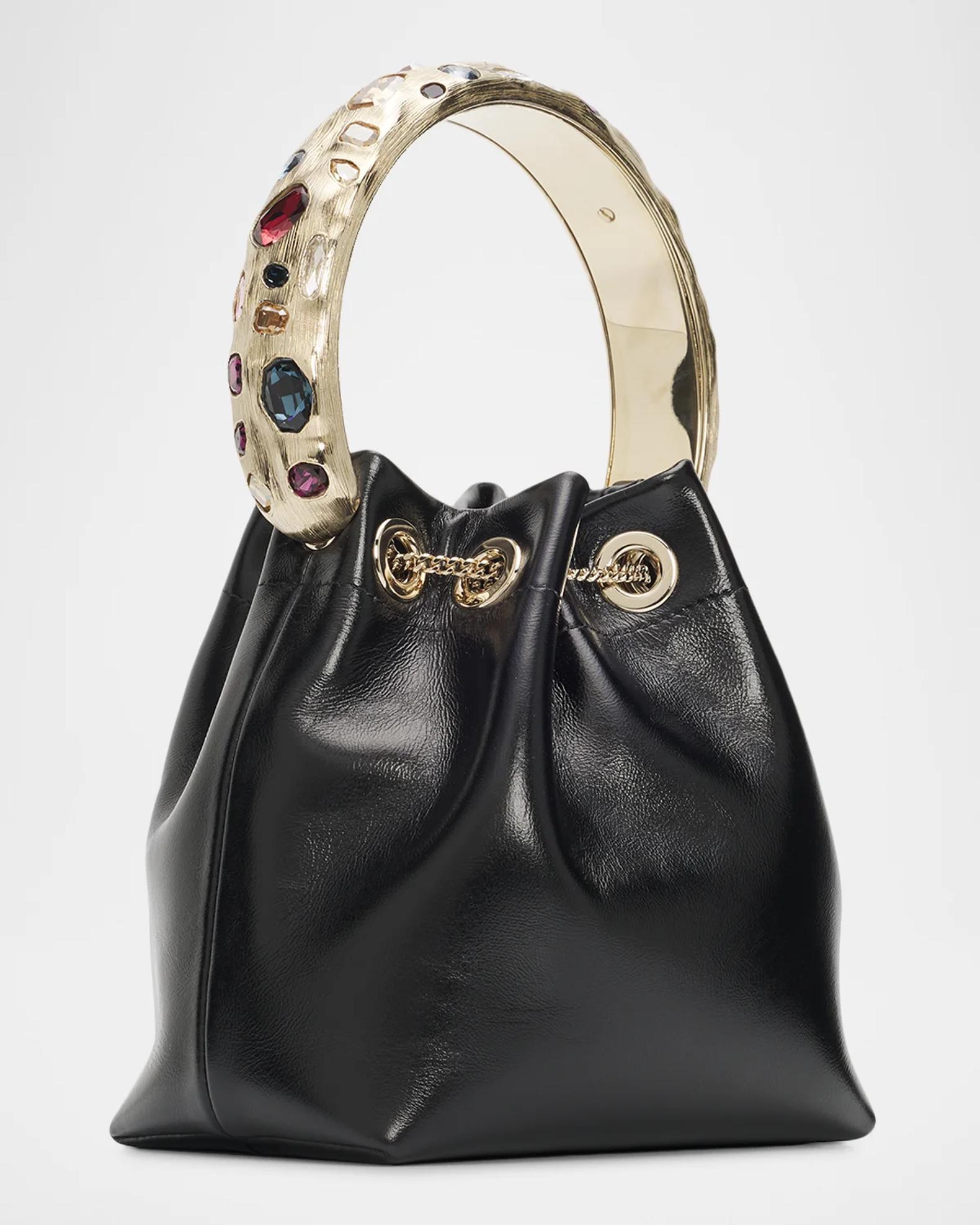 Jimmy Choo Bon Bon Crystal-Embellished Leather Bucket Bag | Neiman