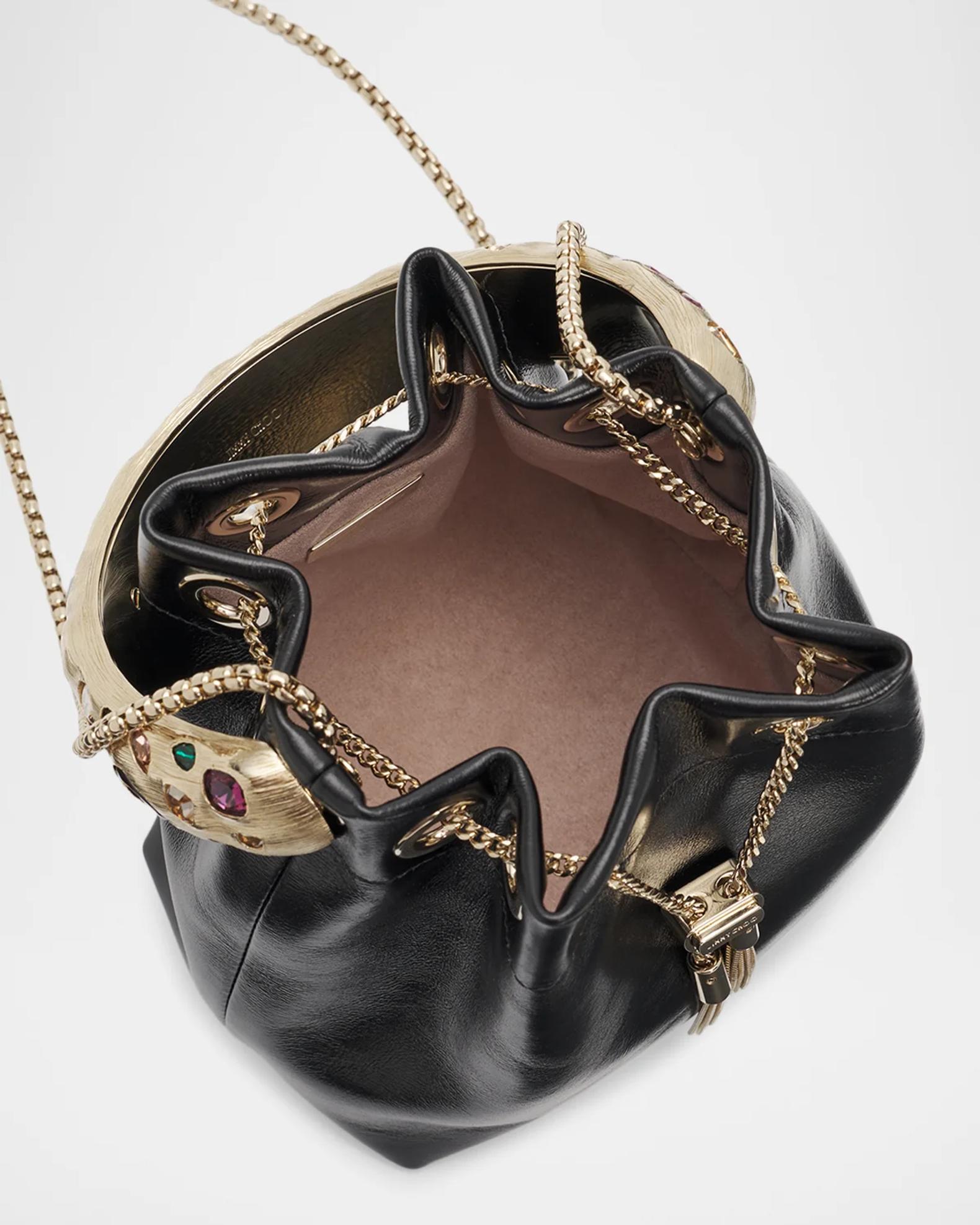 Monbonbon バッグ Jimmy Choo Bon Bon Crystal-Embellished Leather Bucket Bag | Neiman