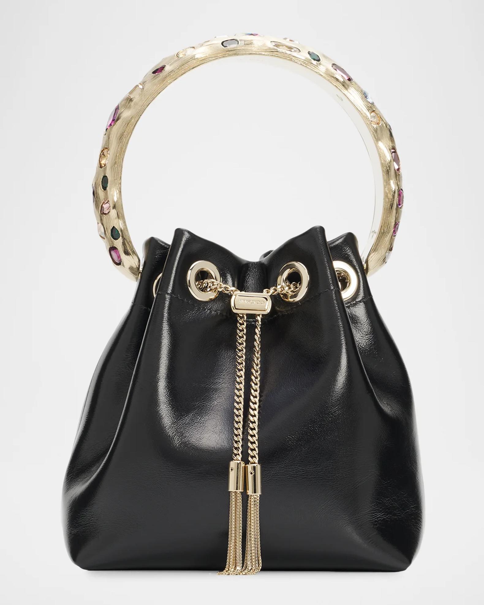 Jimmy Choo Bon Bon Crystal-Embellished Leather Bucket Bag | Neiman