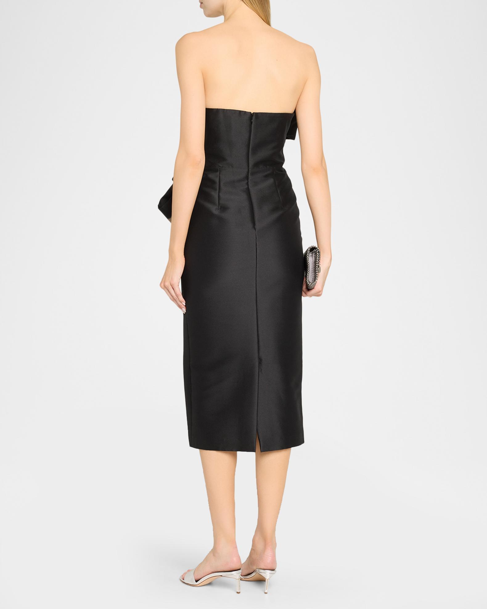 Badgley Mischka Strapless Cocktail Midi Dress
