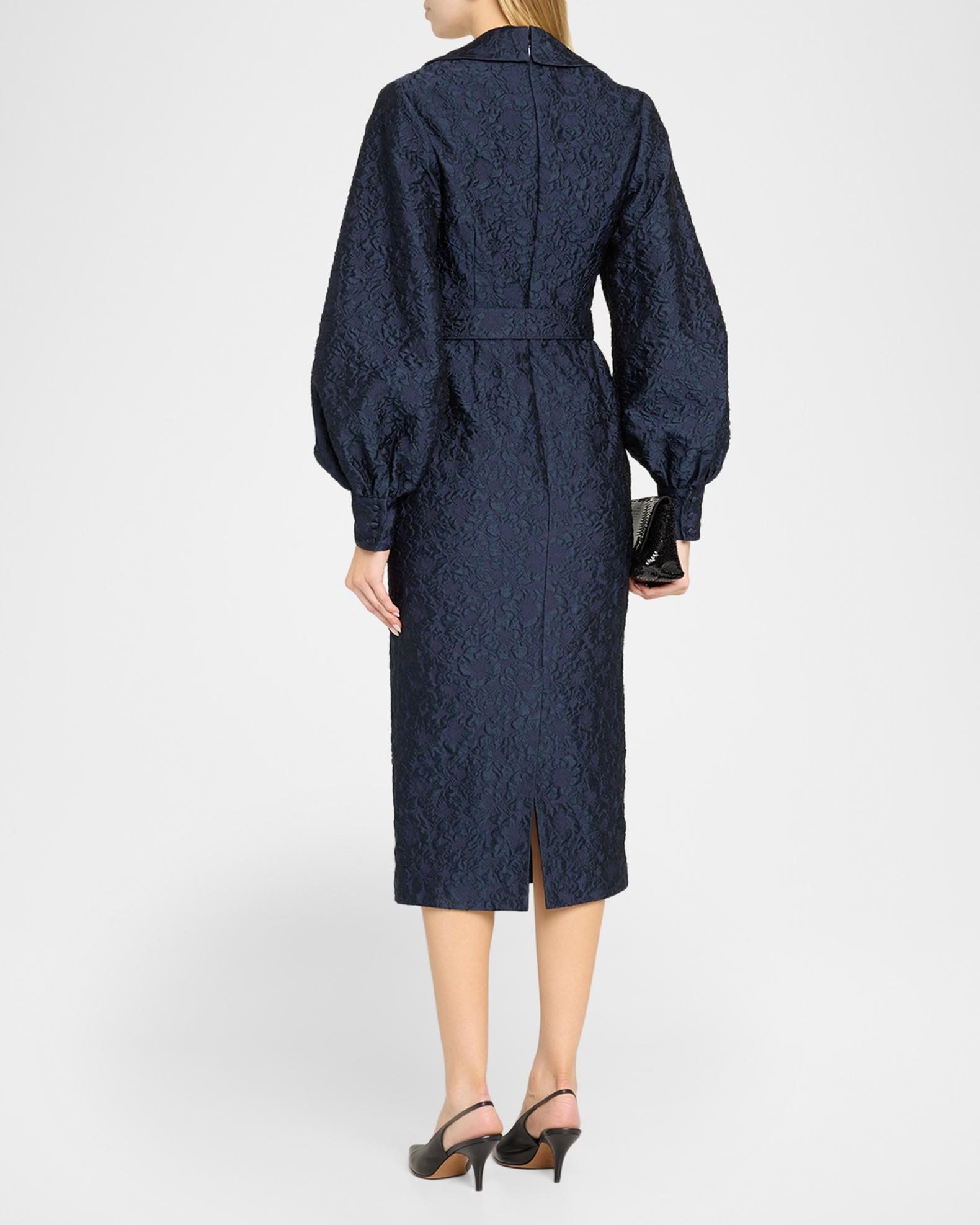 Badgley Mischka Jacquard Cocktail Midi Dress | Neiman Marcus