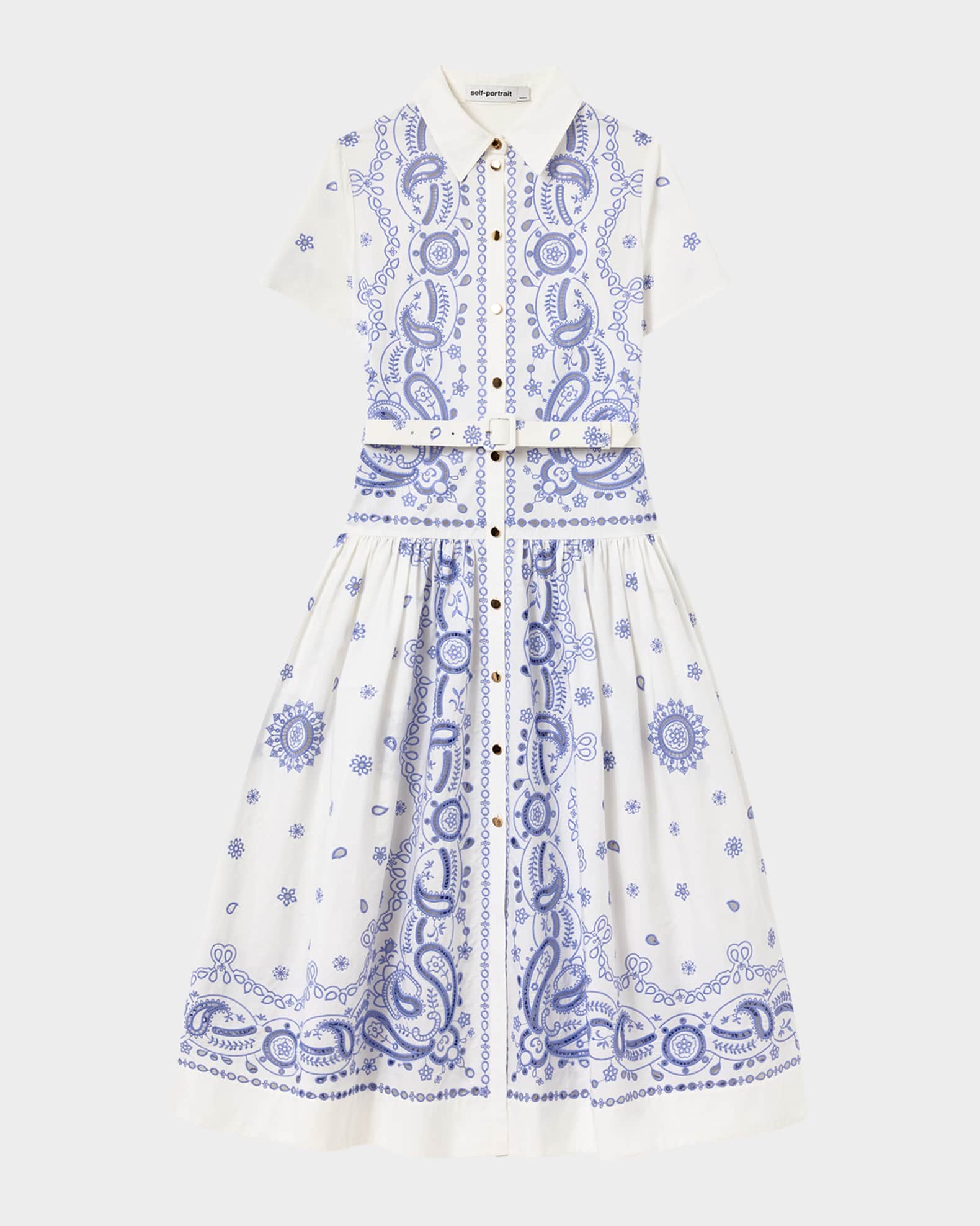 self portrait embroidered midi dress Self-portrait V-neck Midi Dress With Pleated Details
