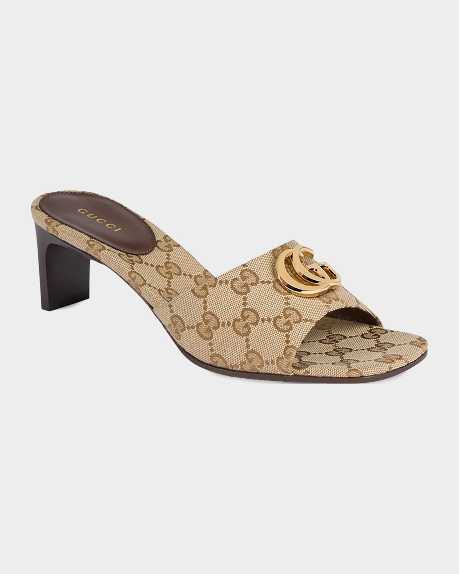 Gucci 55mm Marmont GG Canvas Sandals | Neiman Marcus