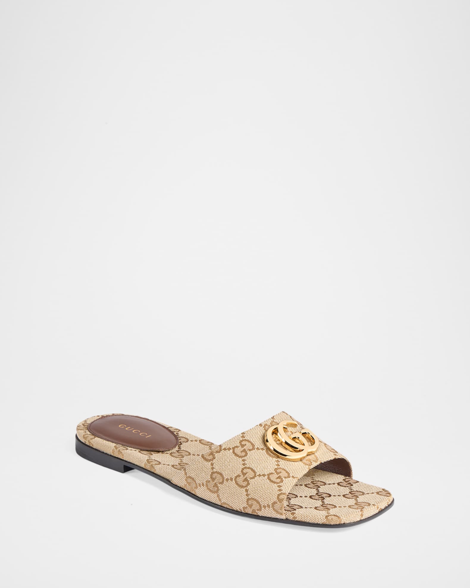 GUCCI GGマーモント メタリックラミネート レザーサンダル 24cm Gucci Marmont GG Canvas Slide Sandals | Neiman Marcus