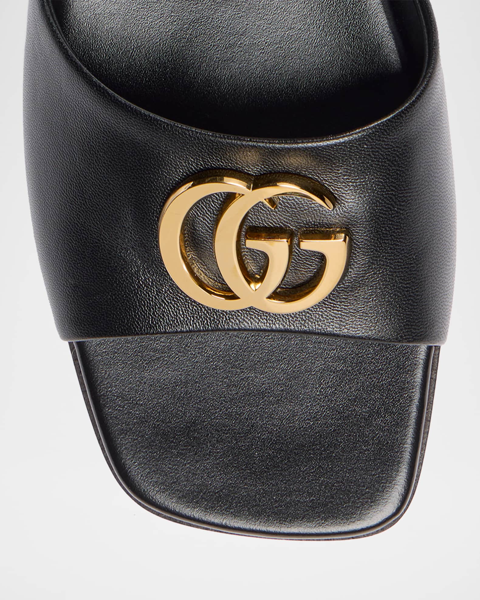 GUCCI グッチ サンダル ミュール GG マーモント 黒 35 22cm Gucci Marmont GG Leather Slide Sandals | Neiman Marcus