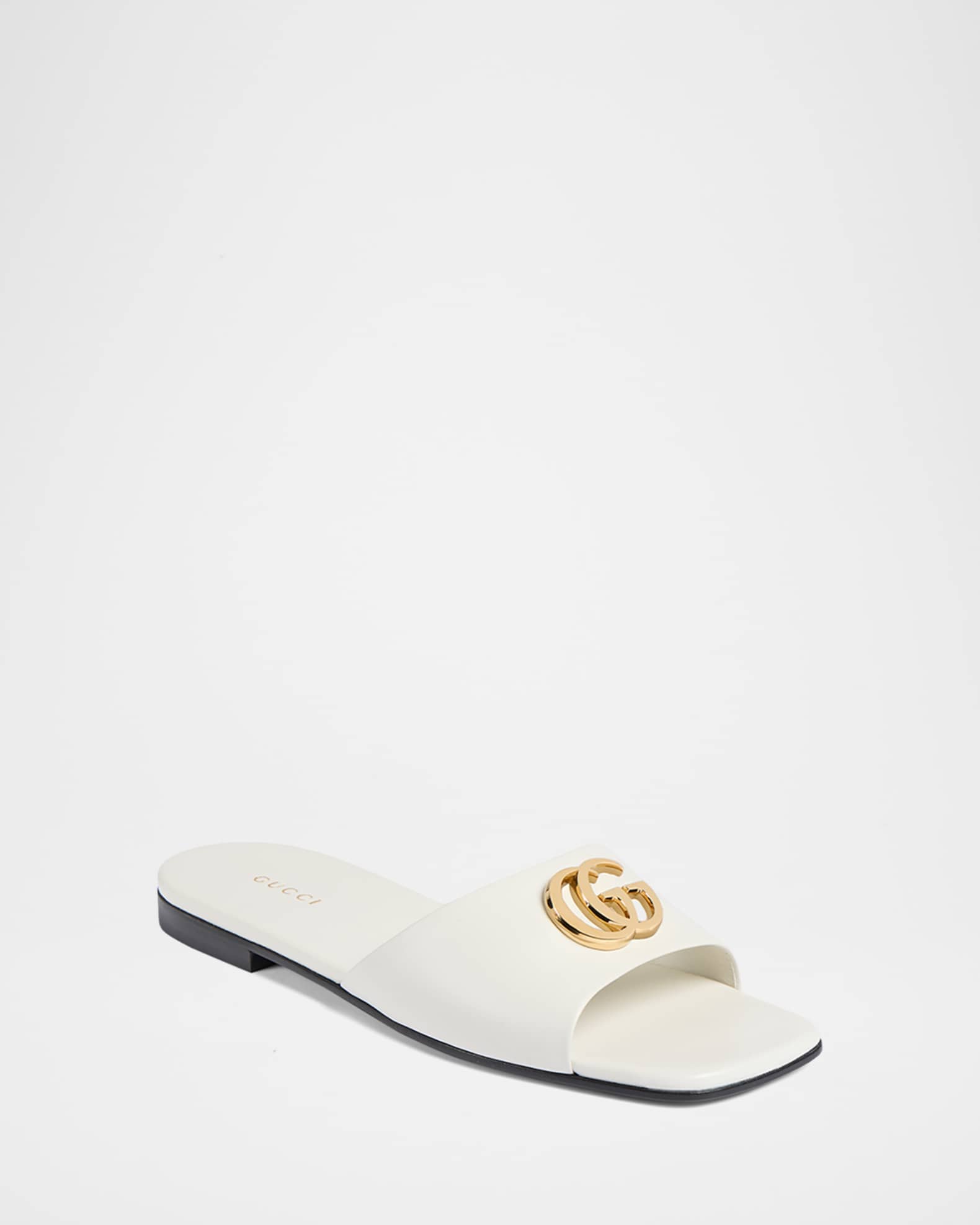 Gucci Marmont GG Leather Slide Sandals | Neiman Marcus