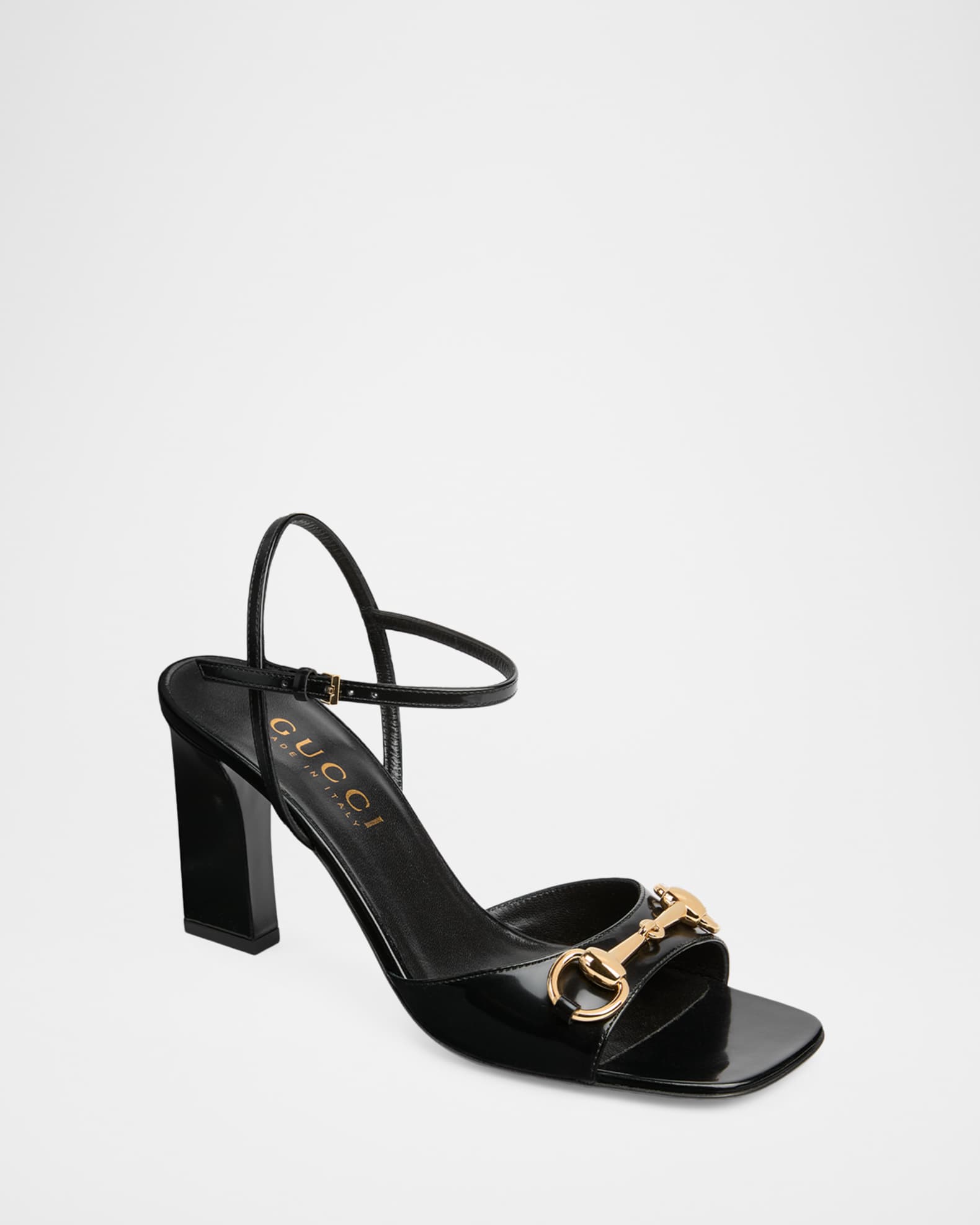 Gucci 85mm Signora Leather Ankle-Strap Sandals | Neiman Marcus