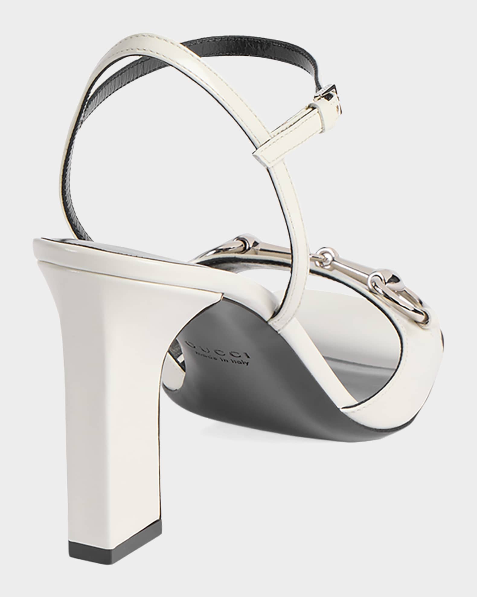 Gucci 85mm Signora Patent Leather Sandals with Horsebit | Neiman