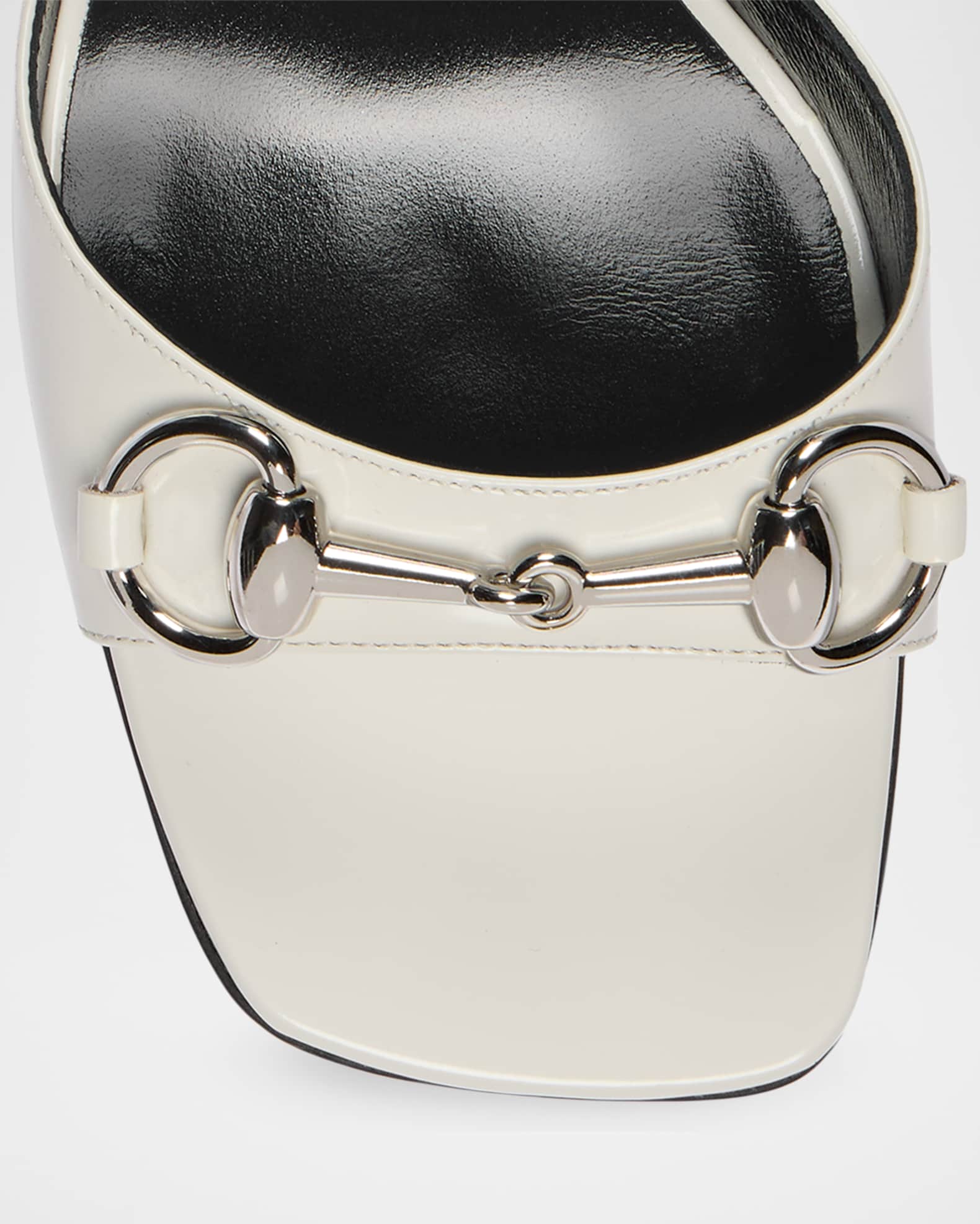 Gucci 85mm Signora Patent Leather Sandals with Horsebit | Neiman