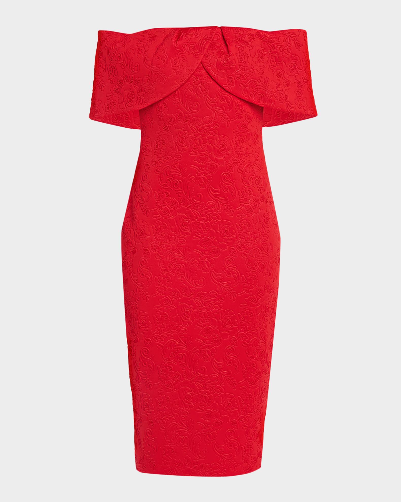 neiman marcus red cocktail dresses Badgley Mischka Off-the-Shoulder Dress, Red, Women's, 2 9.25.26 Dry clean Patchwork Boho “Resgoso” – Clothing Size:WOMEN / EU 45 / US 14 - 14.5