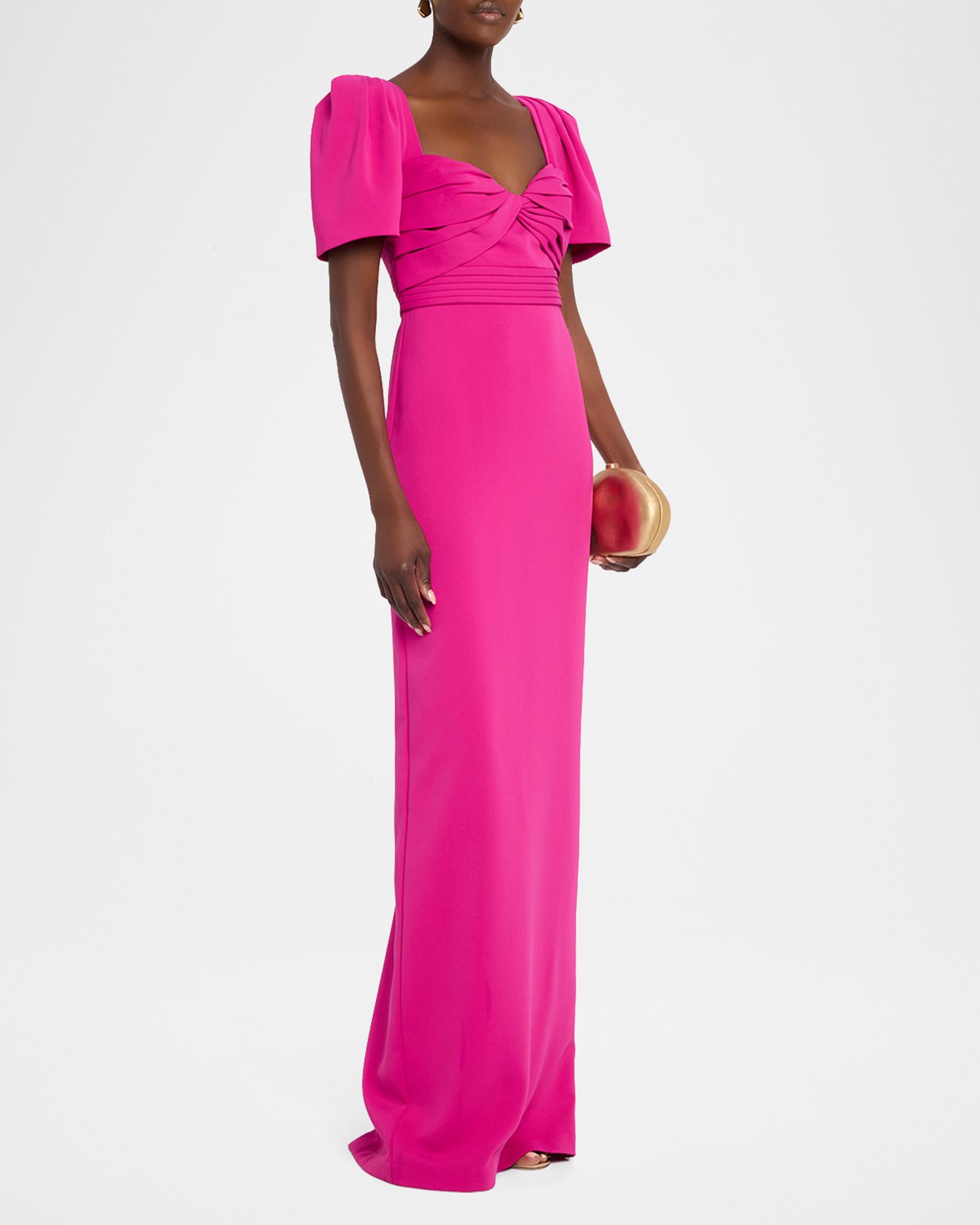 badgley mischka bridesmaid dresses Pleated Puff-Sleeve Column Gown Whether you are attending Afterpay 8-26 Size:UK 20 Badgley mishka Women's Jewel Badgley Mischka