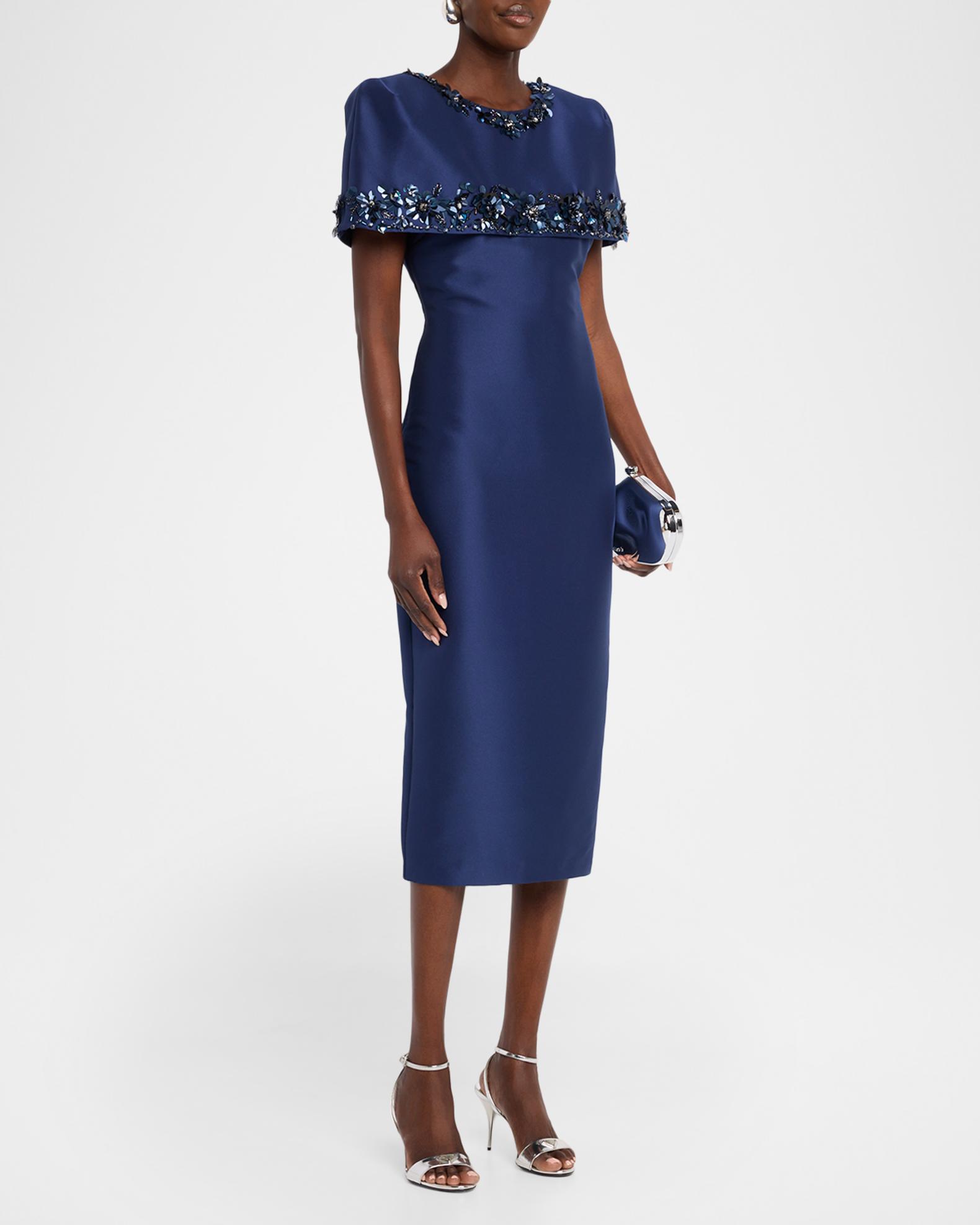 capelet cocktail dress Badgley Mischka Mikado Midi Sheath Dress, Admiral, Women's, 2 cape dress Ramy Brook Women's Natalie satin wedding dresses Round neck Size:34 (FR)