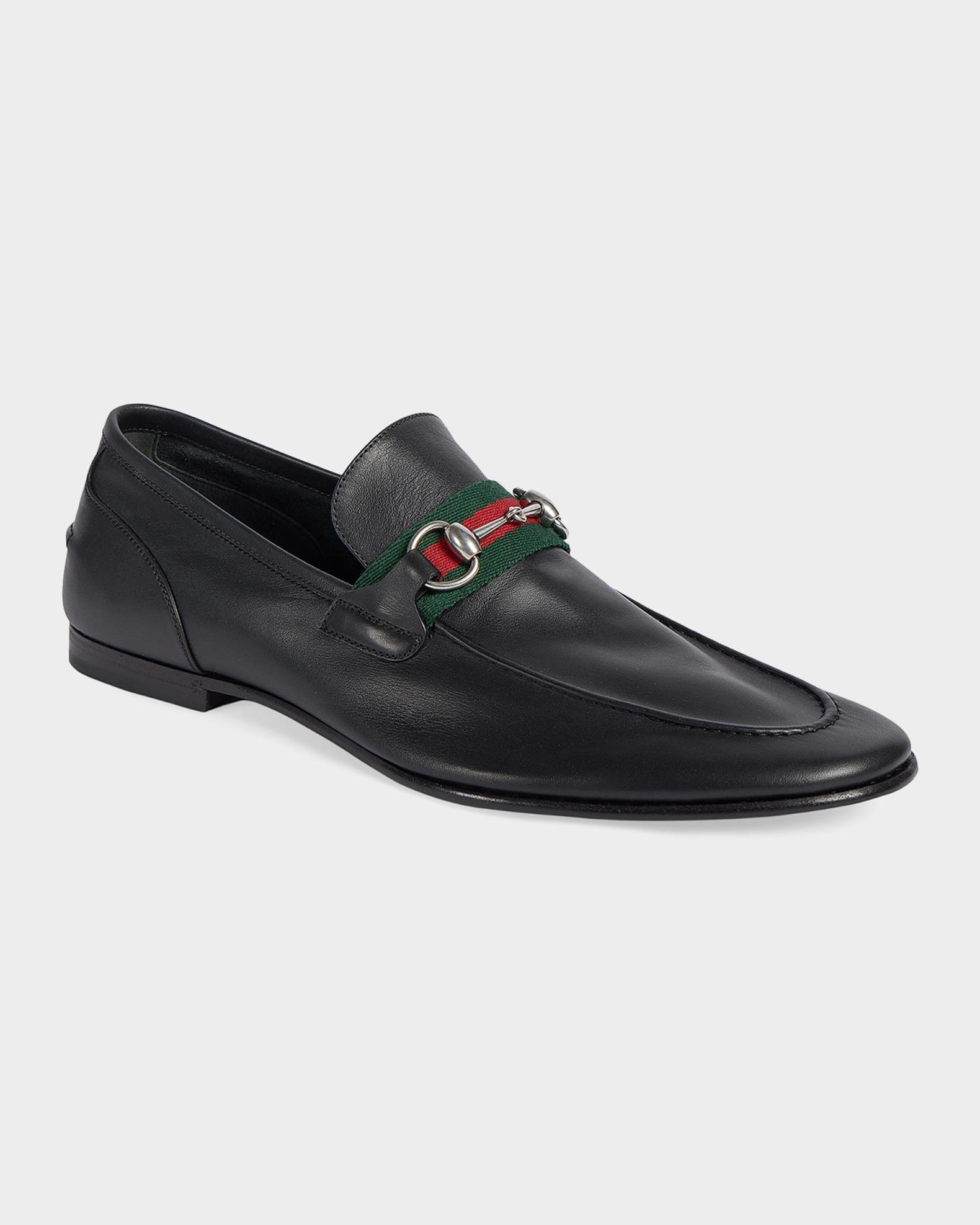 Gucci Men's Como Leather Loafers, Black, Men's, 12