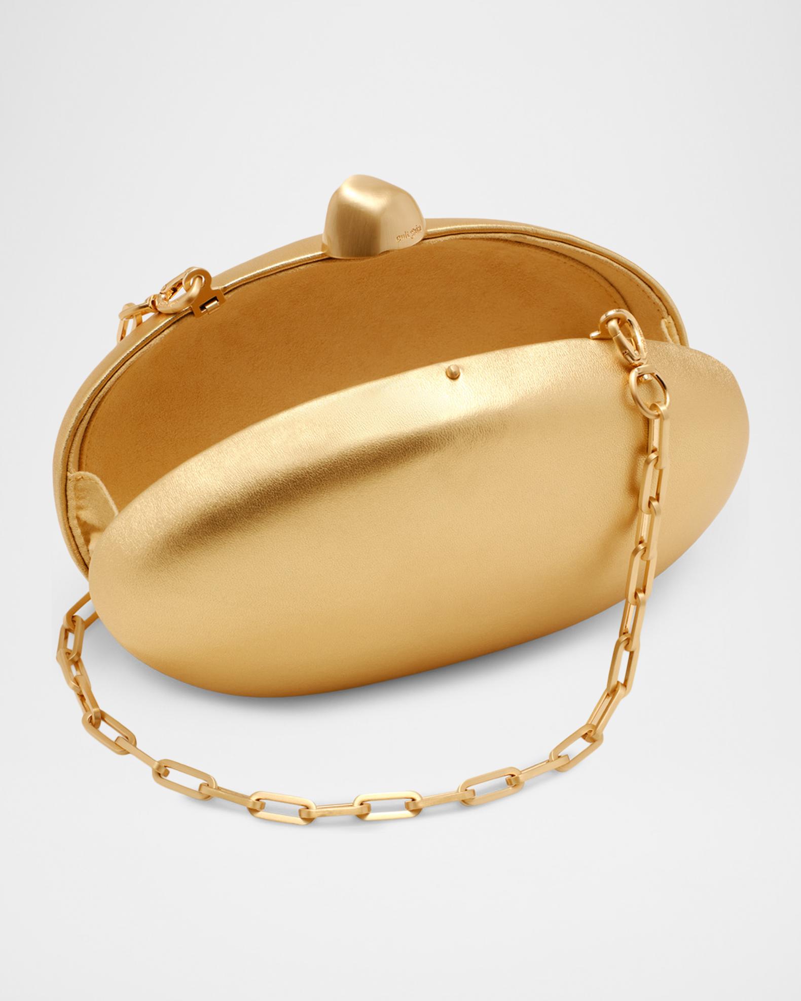 Cult Gaia Eviana Metallic Leather Oval Clutch Bag | Neiman Marcus