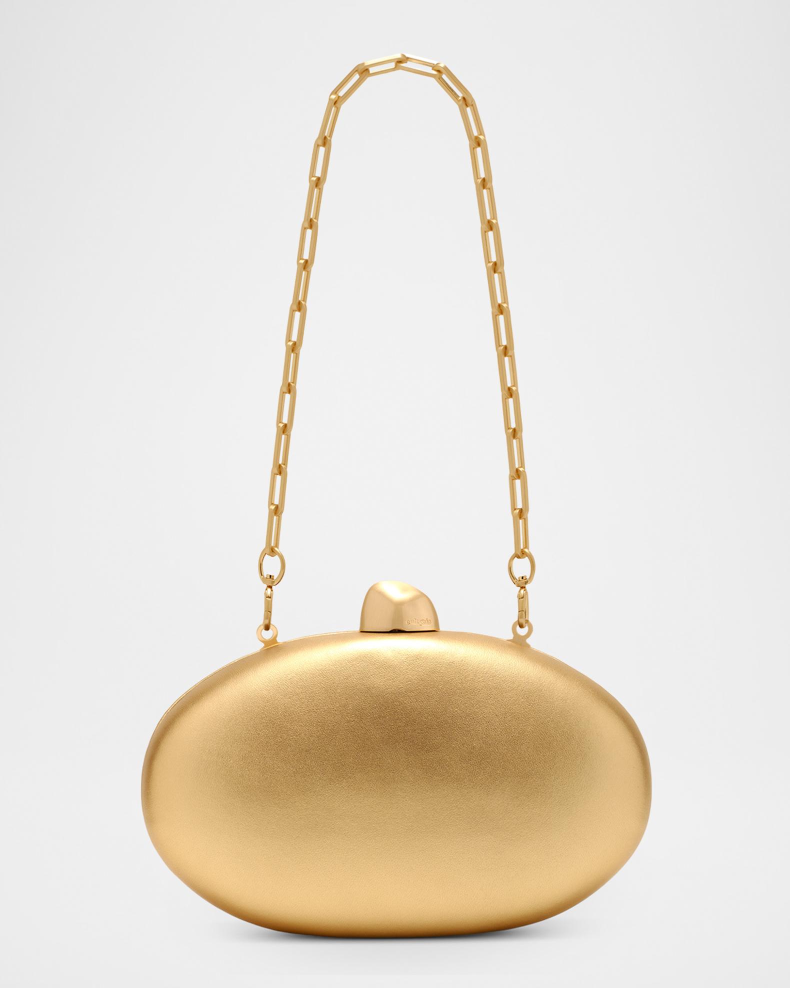 Cult Gaia Eviana Metallic Leather Oval Clutch Bag | Neiman Marcus