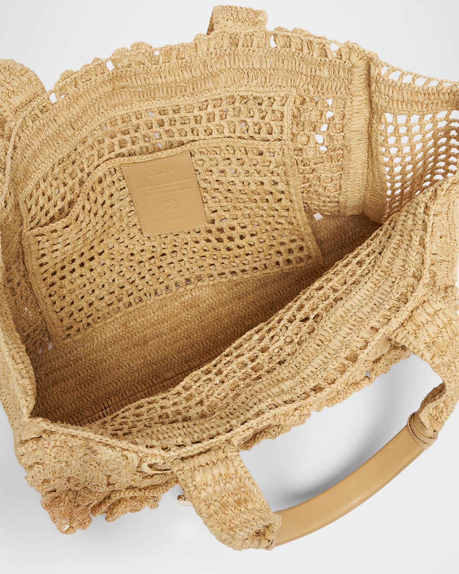 Chloe Summer Banana Small Floral Raffia Tote Bag | Neiman Marcus