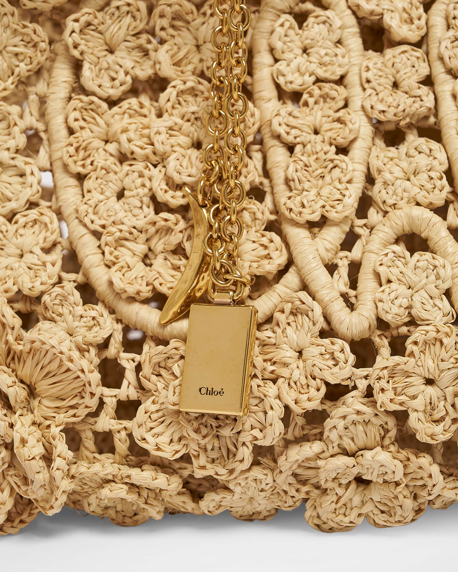 Chloe Summer Banana Small Floral Raffia Tote Bag | Neiman Marcus