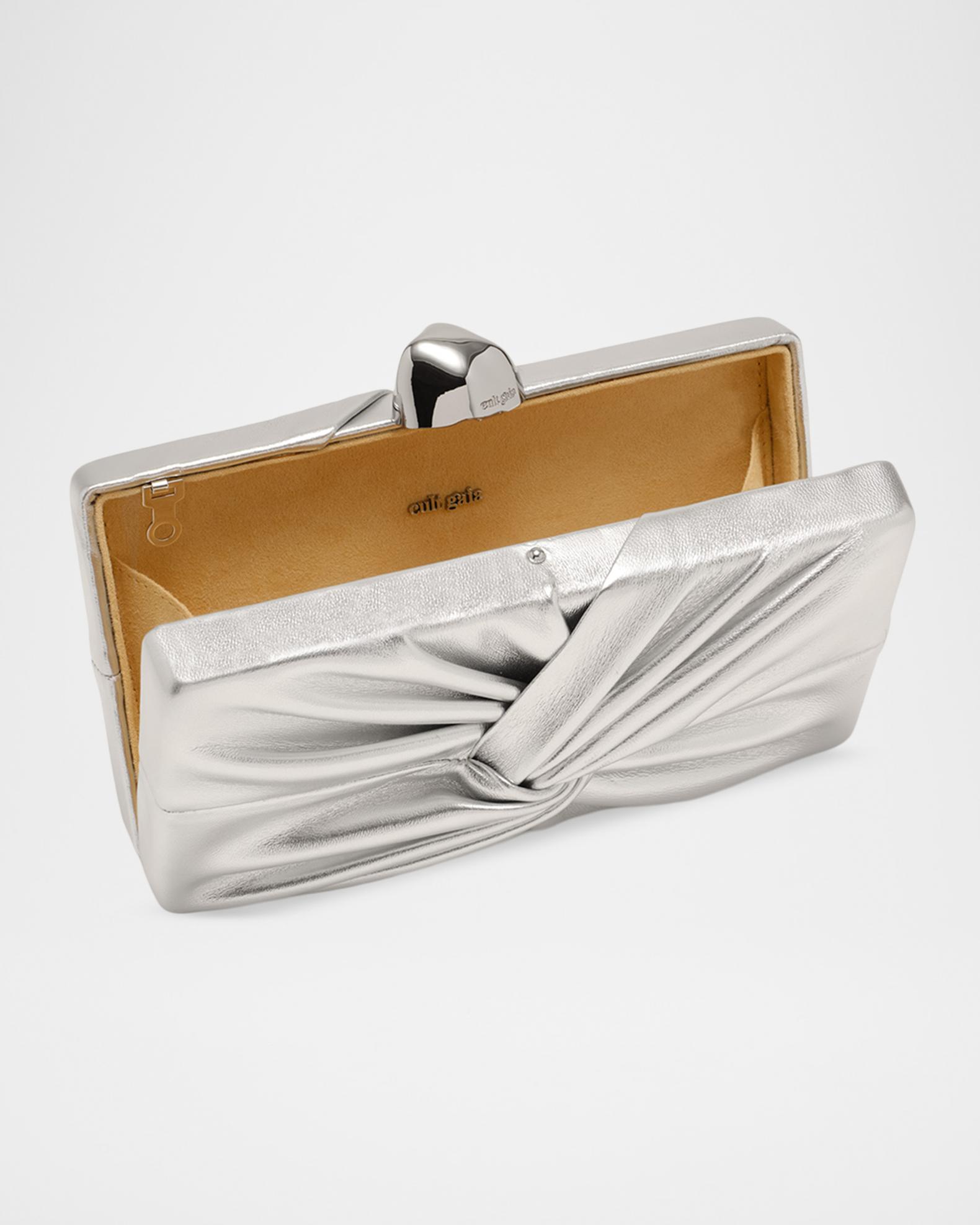 Cult Gaia Lisse Twisted Metallic Leather Clutch Bag | Neiman Marcus