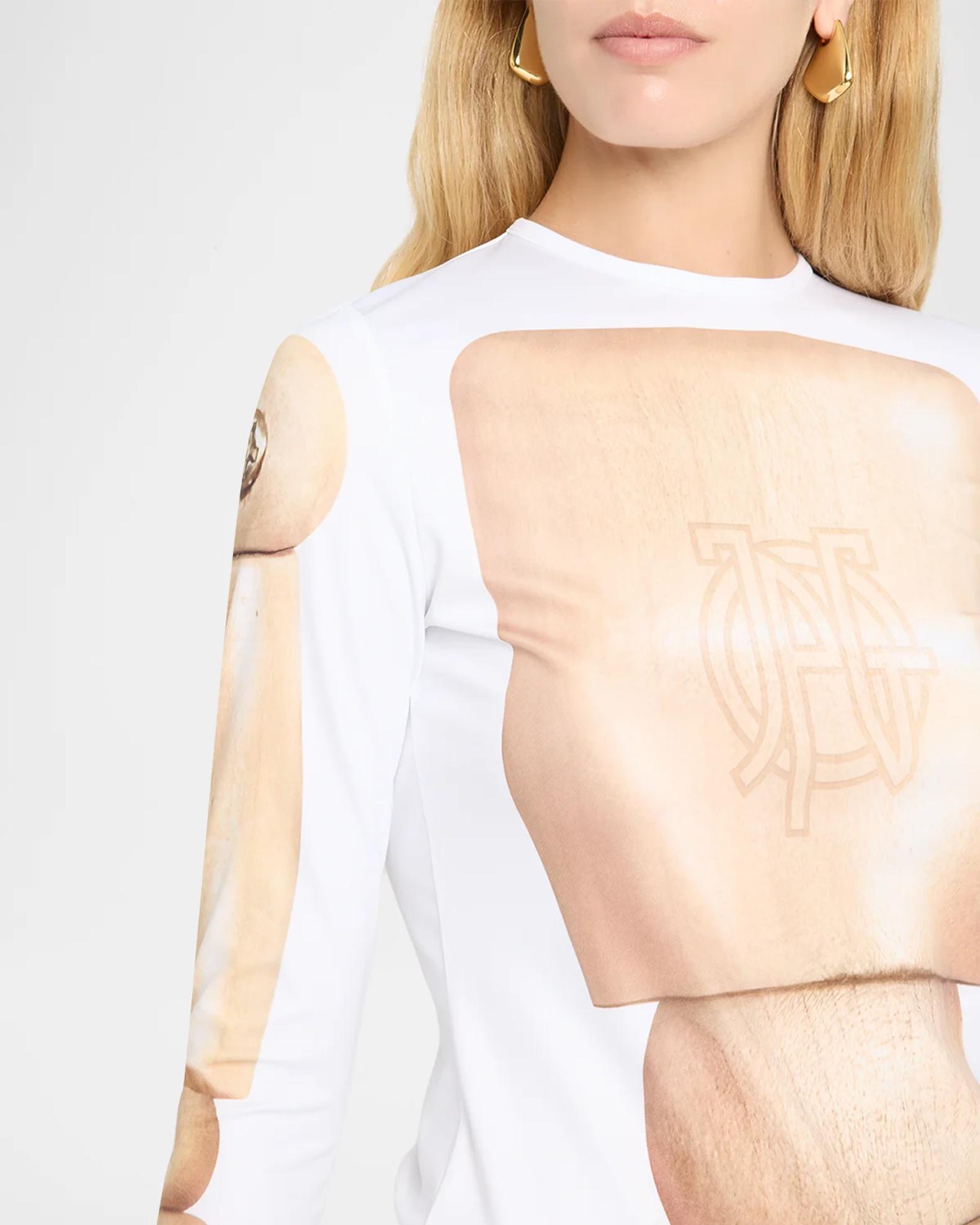 トップス jean paul gaultier long sleeve Jean Paul Gaultier Wooden Body Trompe L'oeil Jersey Long-Sleeve T