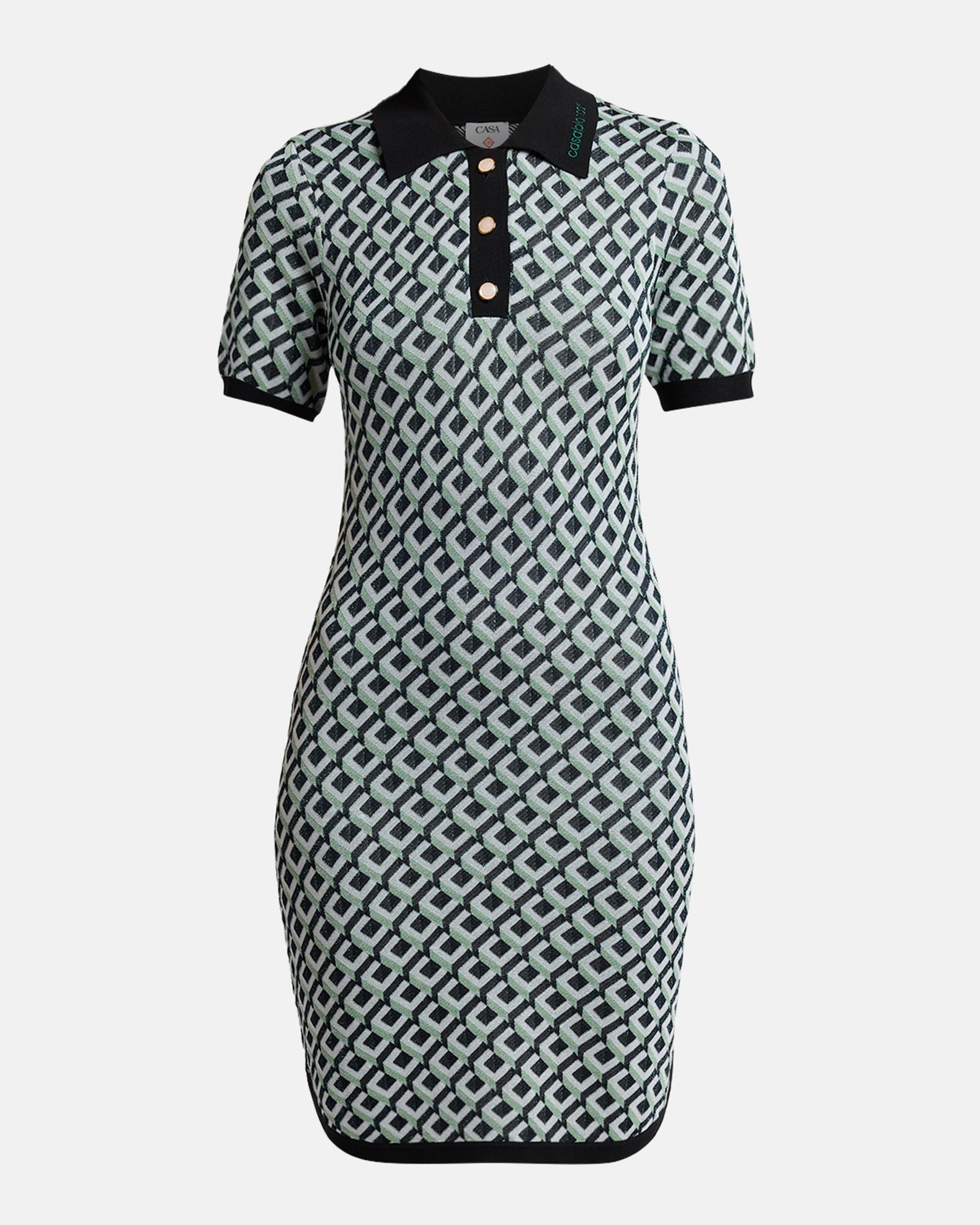 casablanca knit dress Cubist Monogram Short-Sleeve Mini Polo Dress, Women's, LRG Maxi gowns
