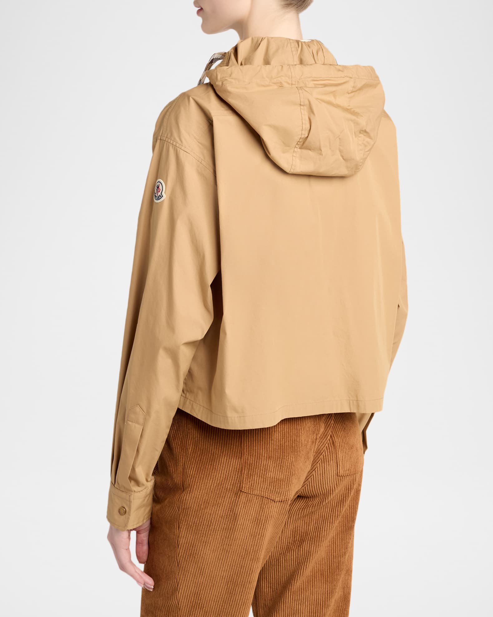 Moncler Cotton Blend Hooded Shirt Jacket | Neiman Marcus